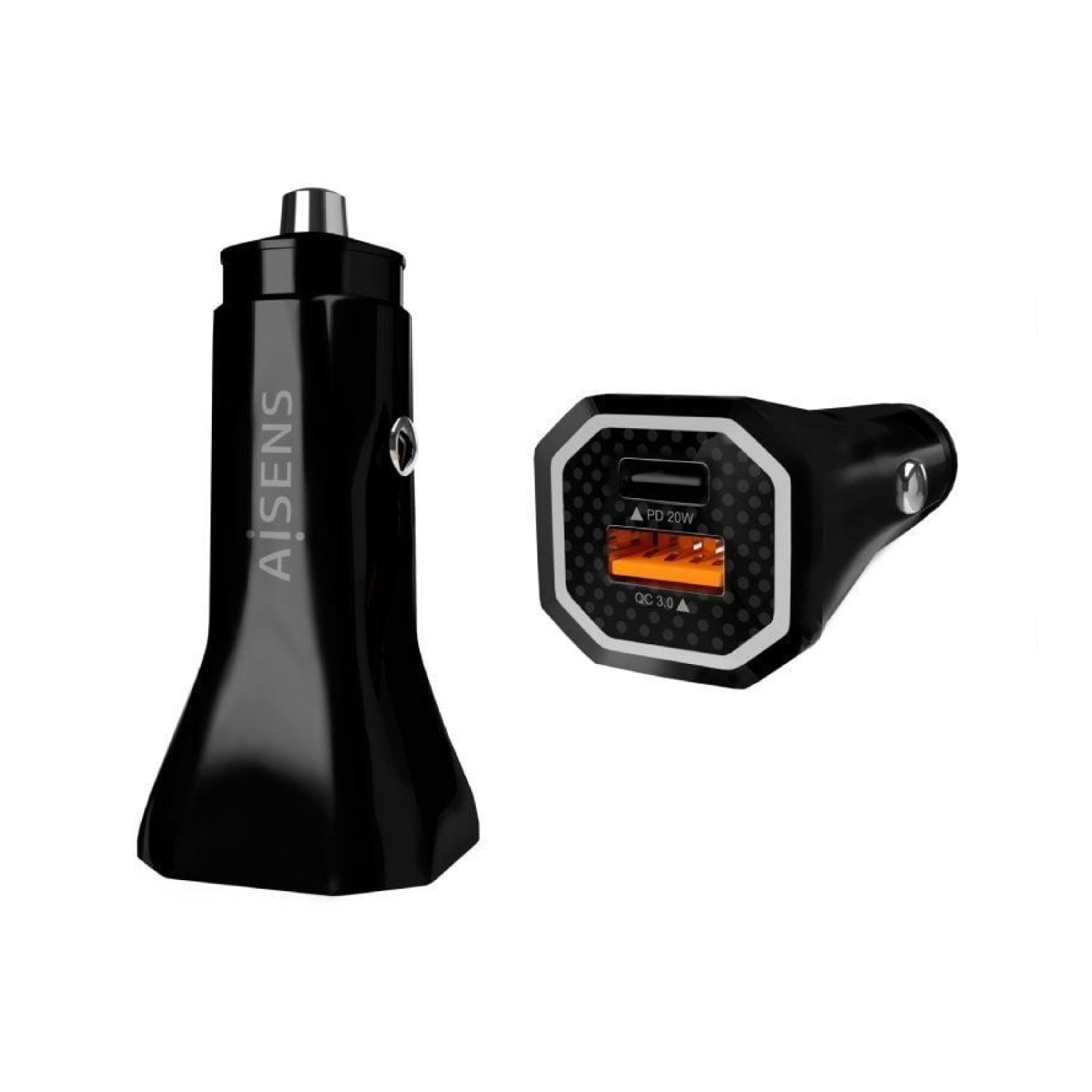 Aisens Cargador de Coche · 38W · 1 USB-C + 1 USB