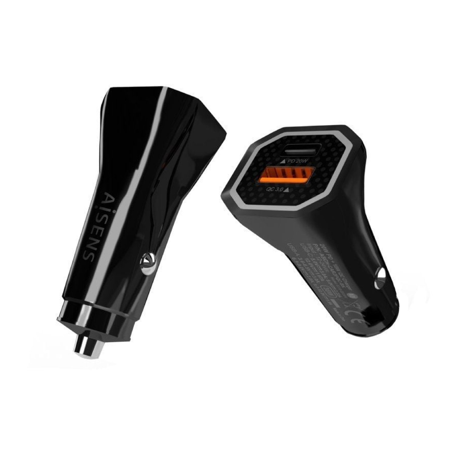 Aisens Cargador de Coche · 38W · 1 USB-C + 1 USB