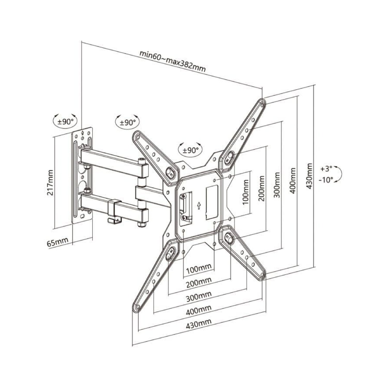 Aisens WT55TSE-153 · Soporte Pared Giratorio e Inclinable · 23-55" · Hasta 30kg