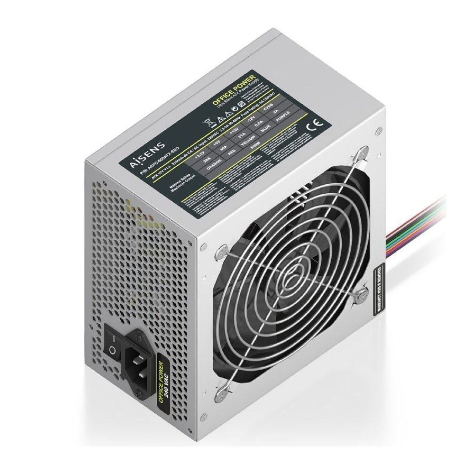 Aisens ASPC-500ATX · Fuente de Alimentación · 500W · Ventilador 12cm