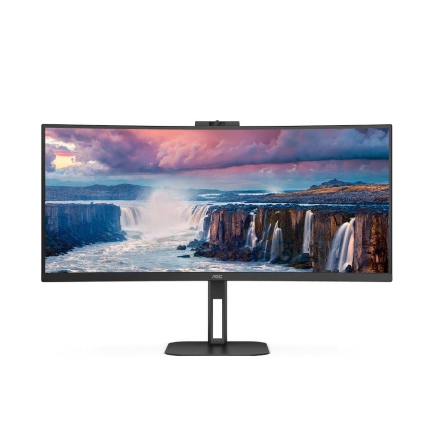 AOC CU34V5CW · Monitor Curvo Ultrapanorámico 34" · UWQHD · Webcam · Regulable en altura