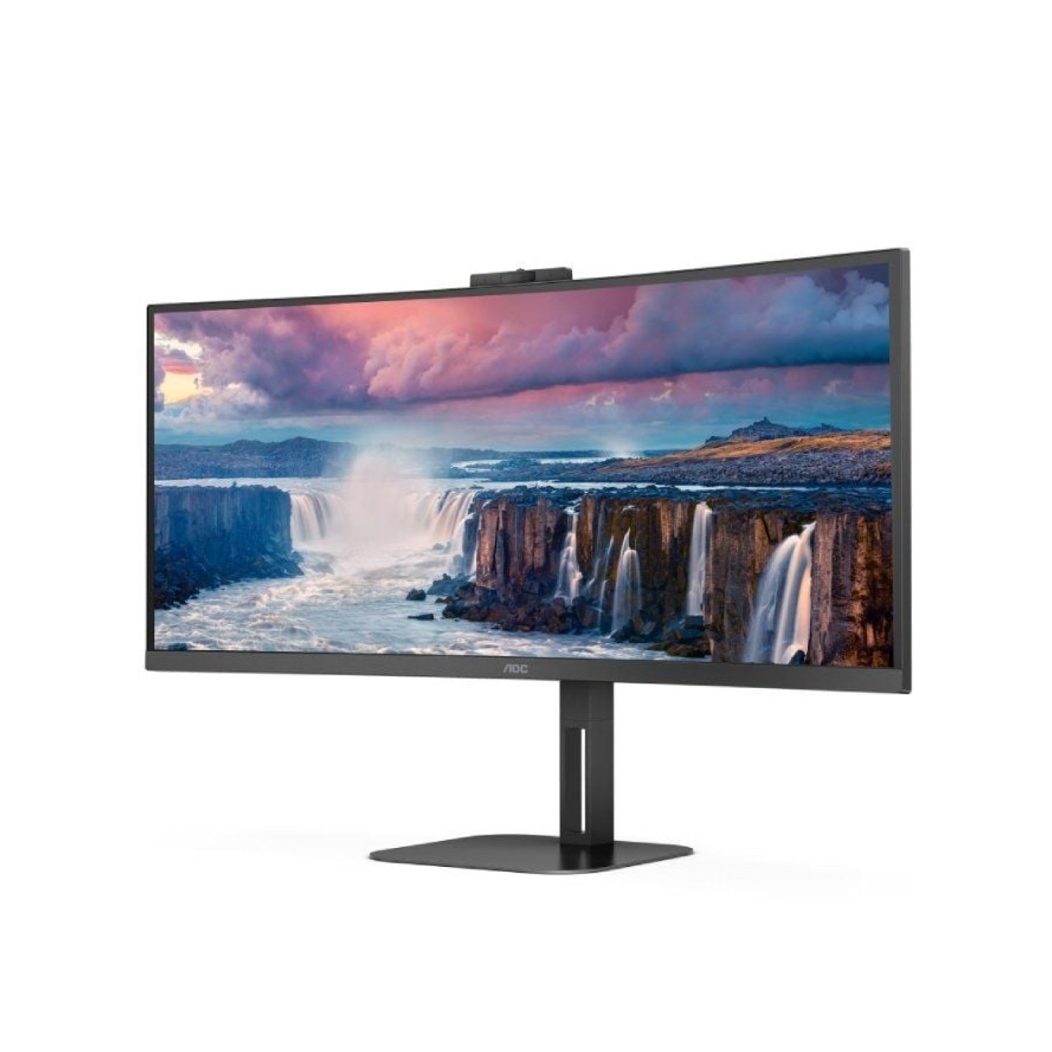 AOC CU34V5CW · Monitor Curvo Ultrapanorámico 34" · UWQHD · Webcam · Regulable en altura