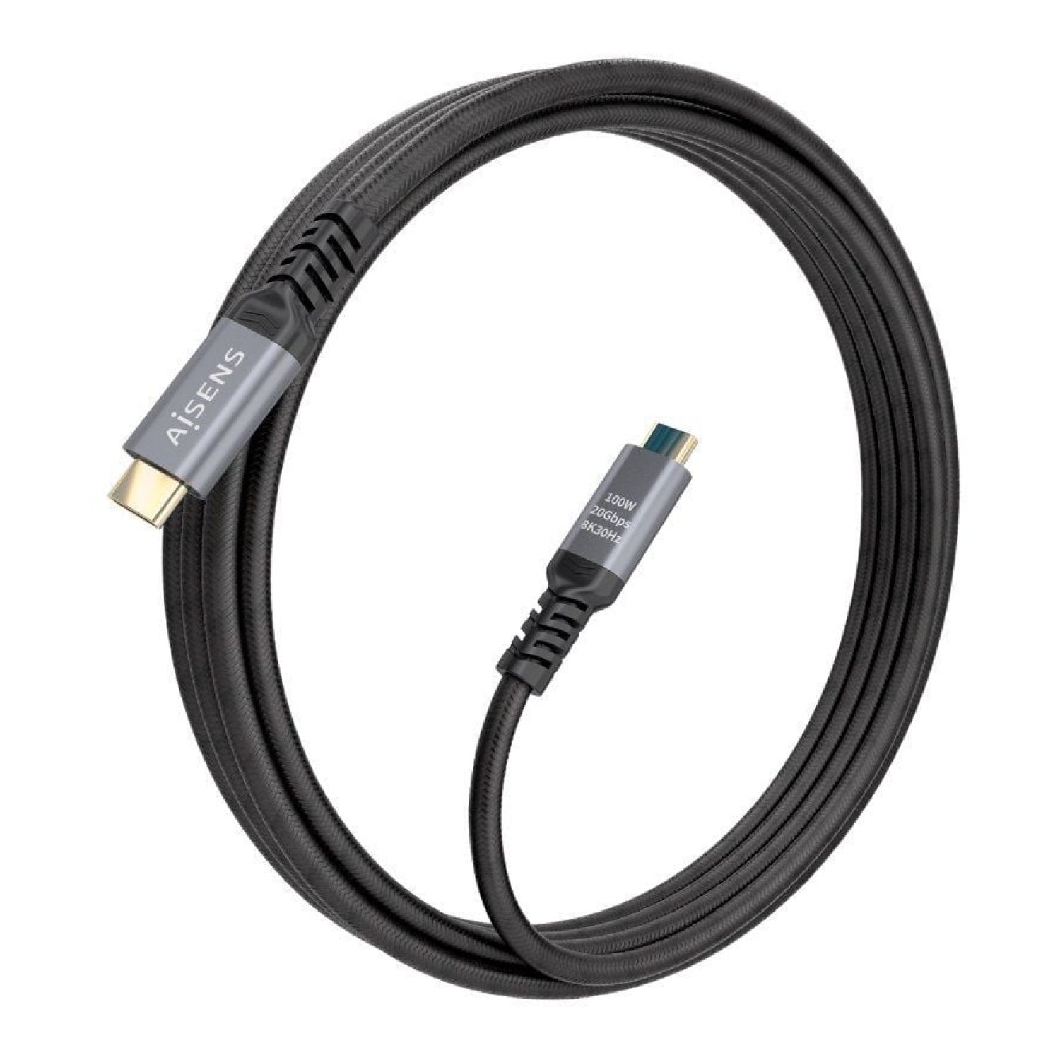 Aisens Cable USB 3.2 Tipo-C · 3m · 100W · 20Gbps · Negro