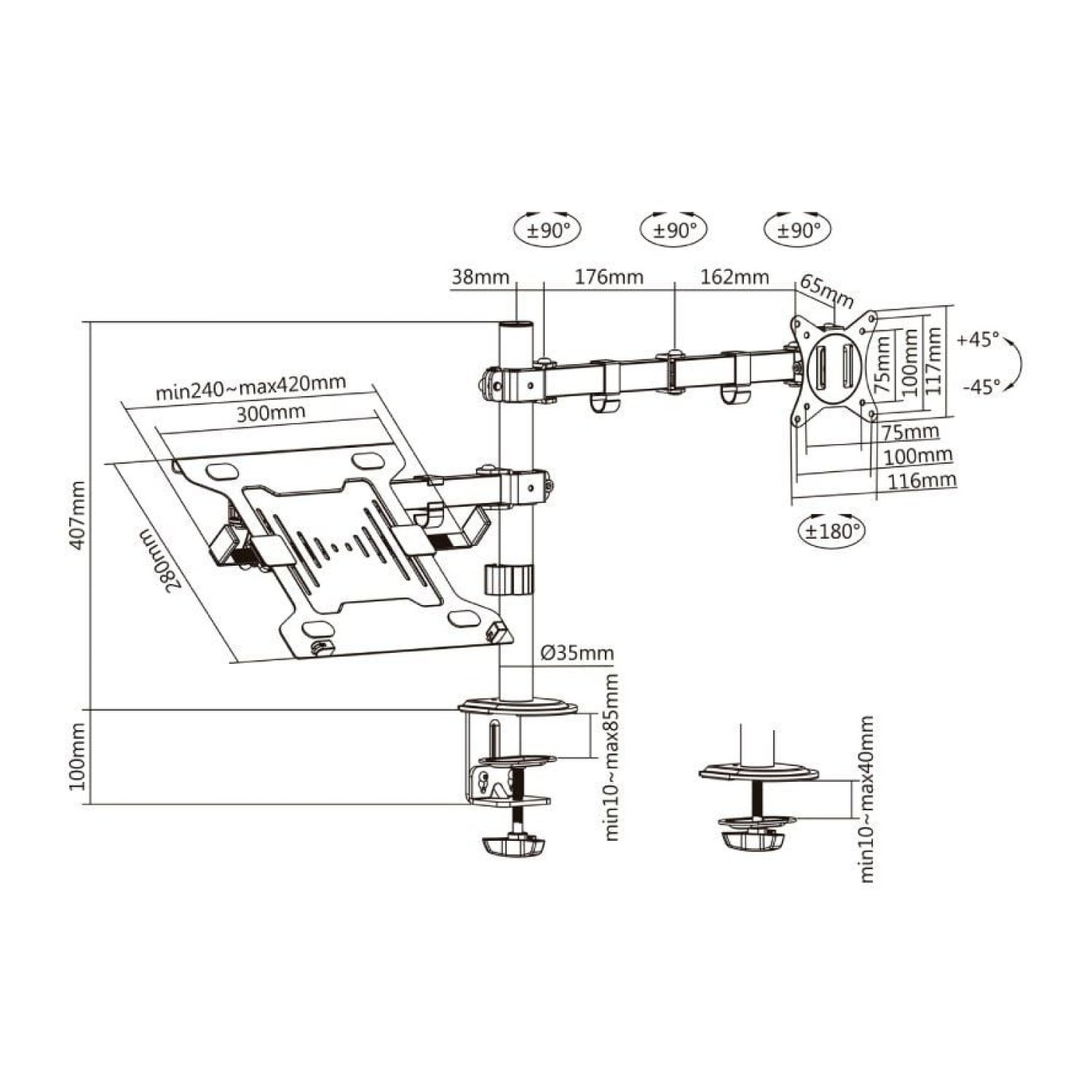 AISENS · Soporte de Mesa Orientable e Inclinable · 17-32" · TV y Portátil
