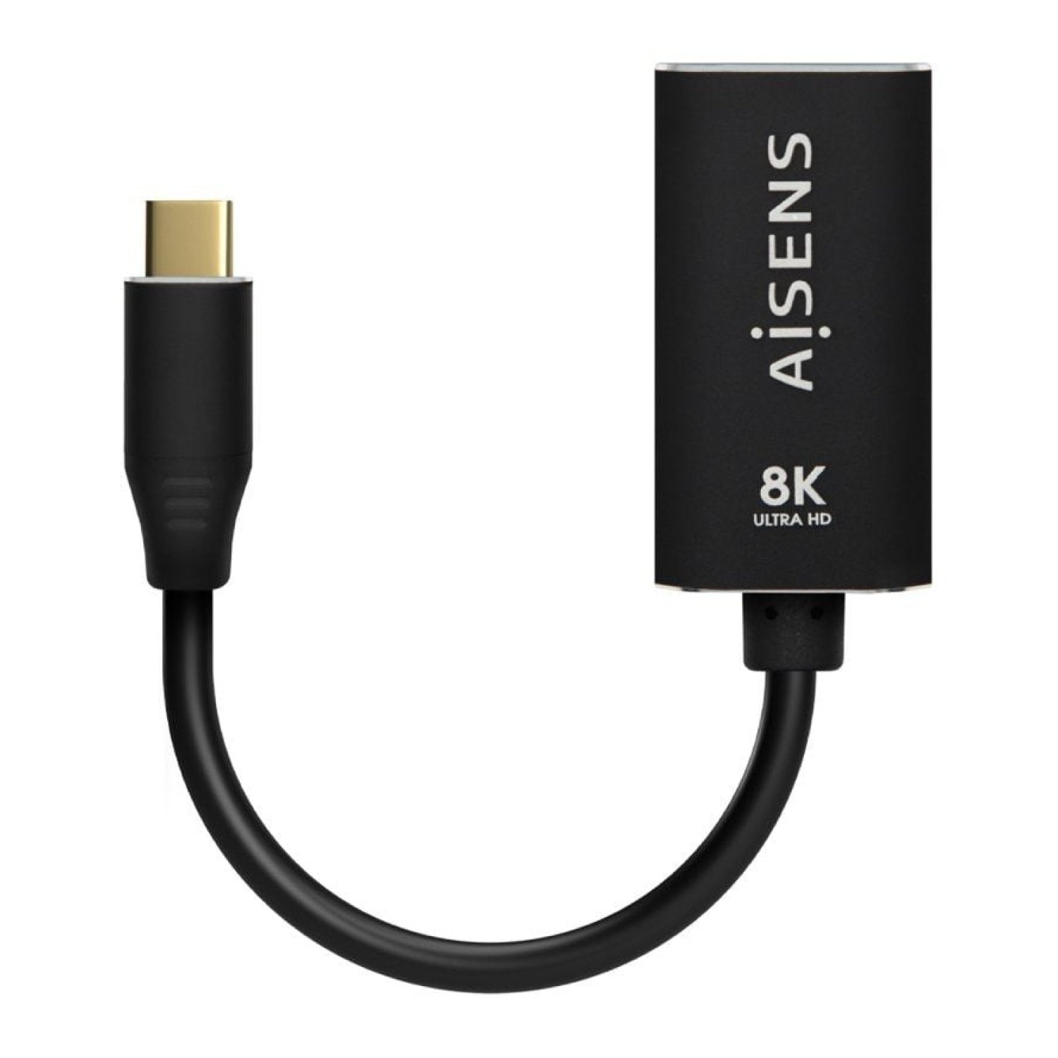 Aisens Conversor USB-C a DisplayPort · 27W · 1250Mbps · 15cm · Negro