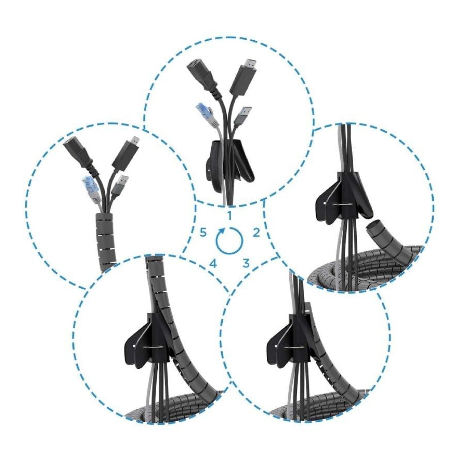 Aisens · Organizador de Cables en Espiral · 6 metros
