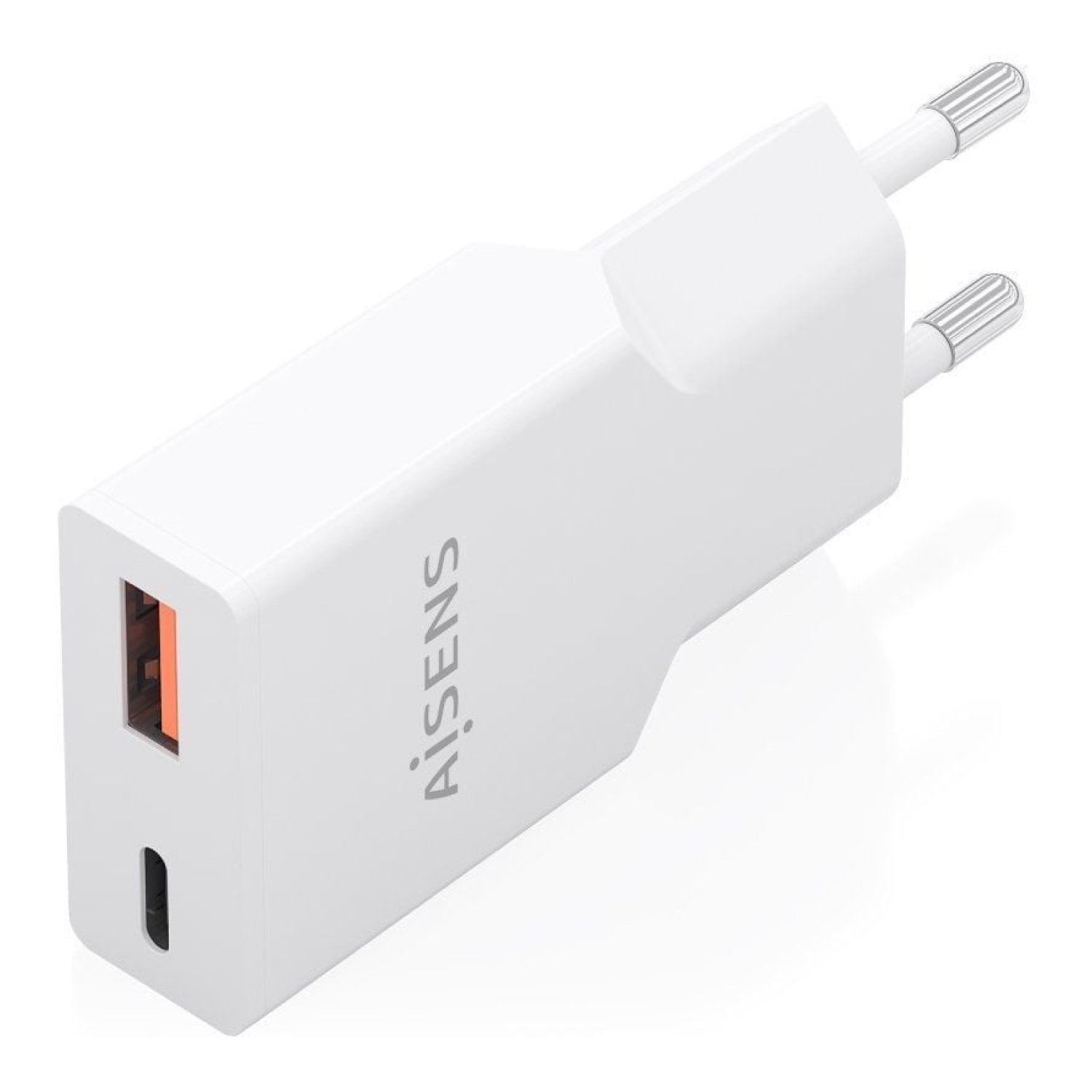 Aisens Cargador GaN · 25W · USB-C + USB · Blanco