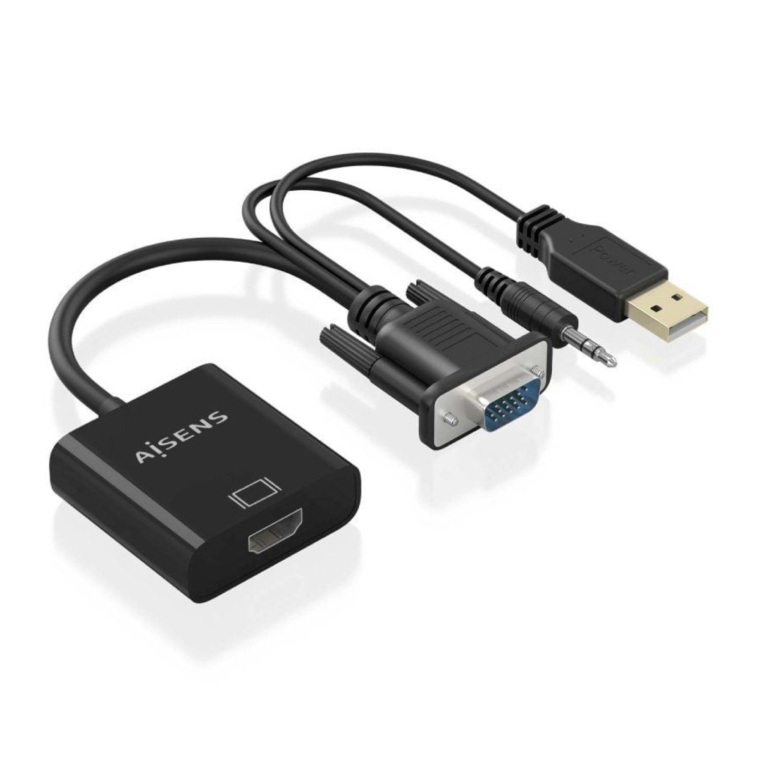Aisens · Cable Conversor SVGA + USB + Jack a HDMI · 20cm · Negro