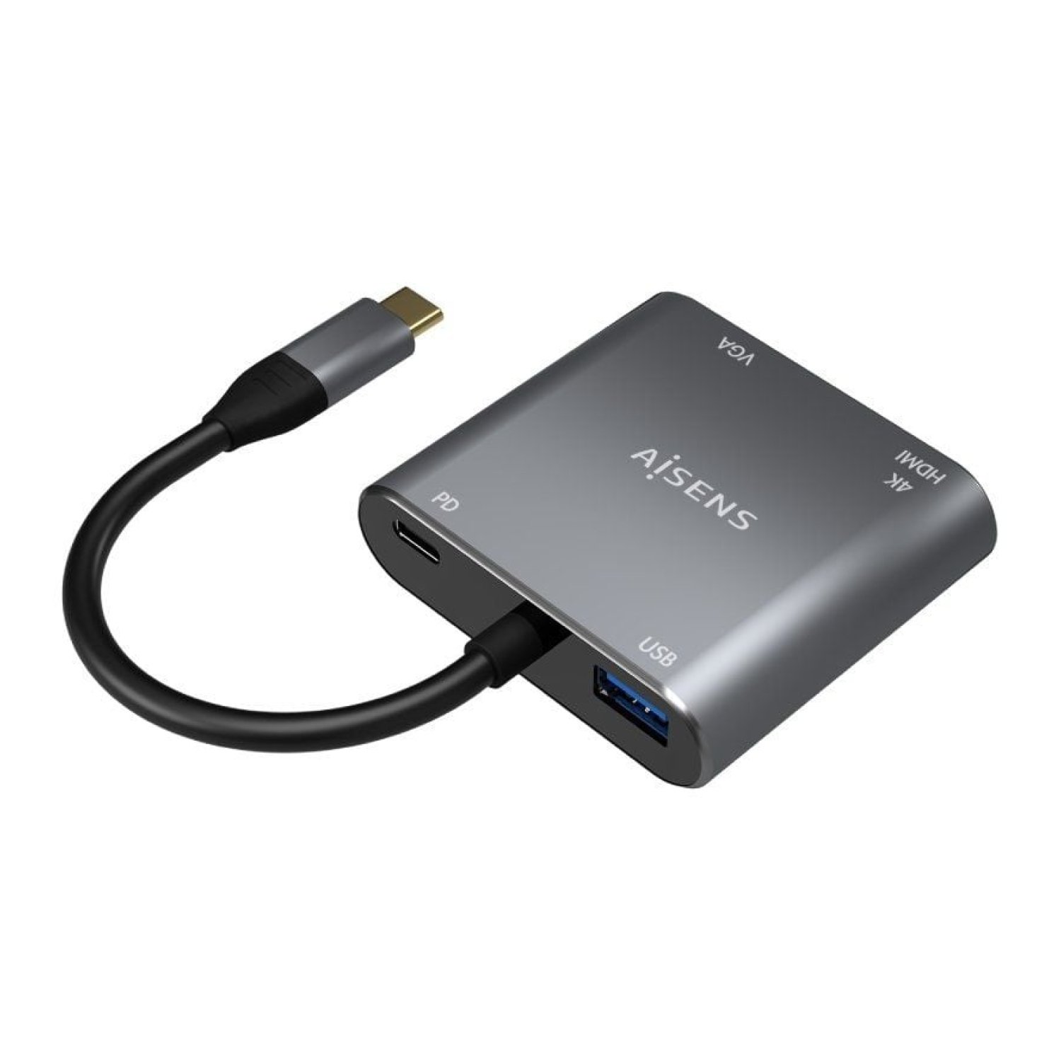 Aisens A109-0626 · Conversor HDMI a VGA · USB Tipo-C · 15cm · Gris