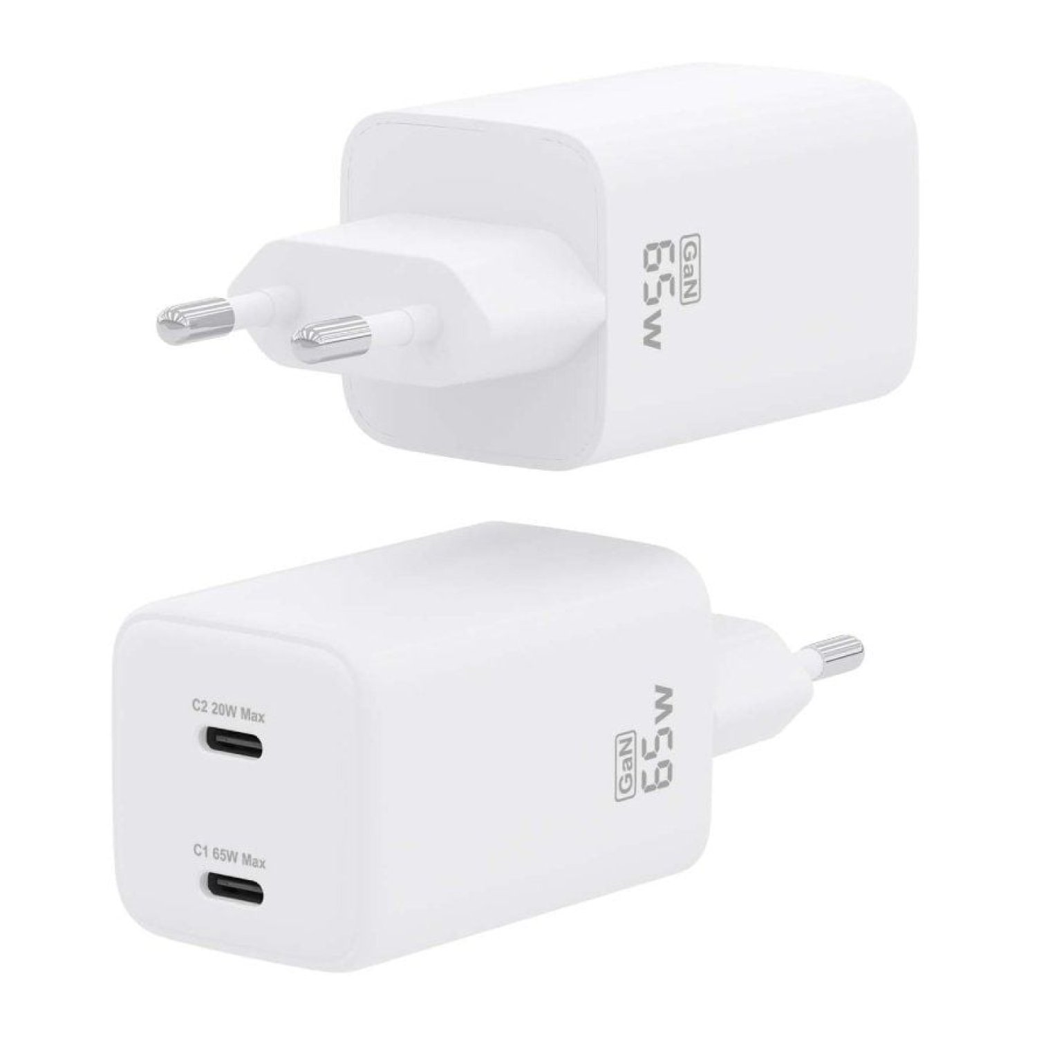 Aisens Cargador GaN · 2x USB-C · 65W · Pared
