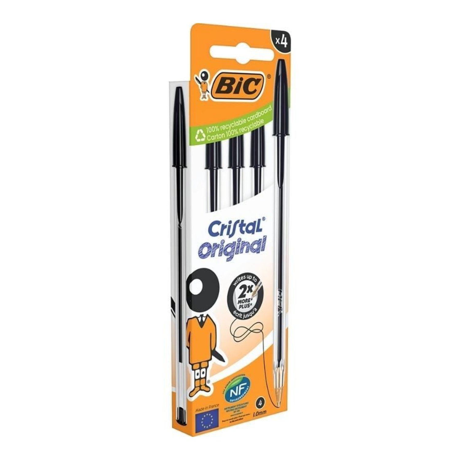 BIC Cristal Original · Bolígrafos Tinta Aceite · 4 Unidades · Color Negro