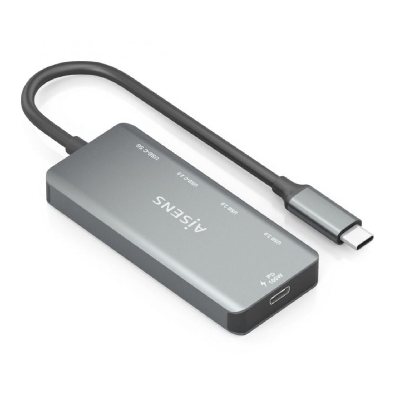 Aisens Hub USB Tipo-C · 2x USB · 2x USB-C · 1x USB-C PD · Gris