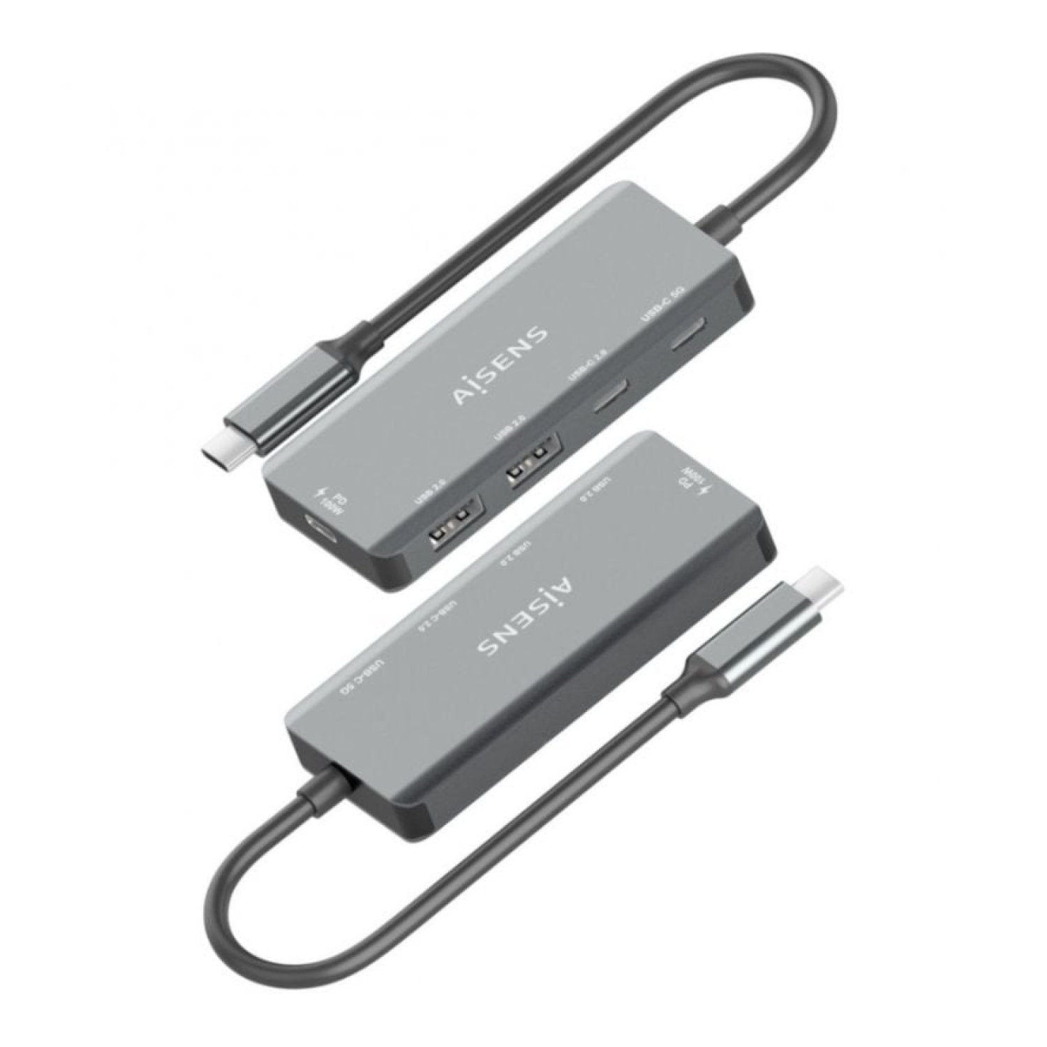 Aisens Hub USB Tipo-C · 2x USB · 2x USB-C · 1x USB-C PD · Gris