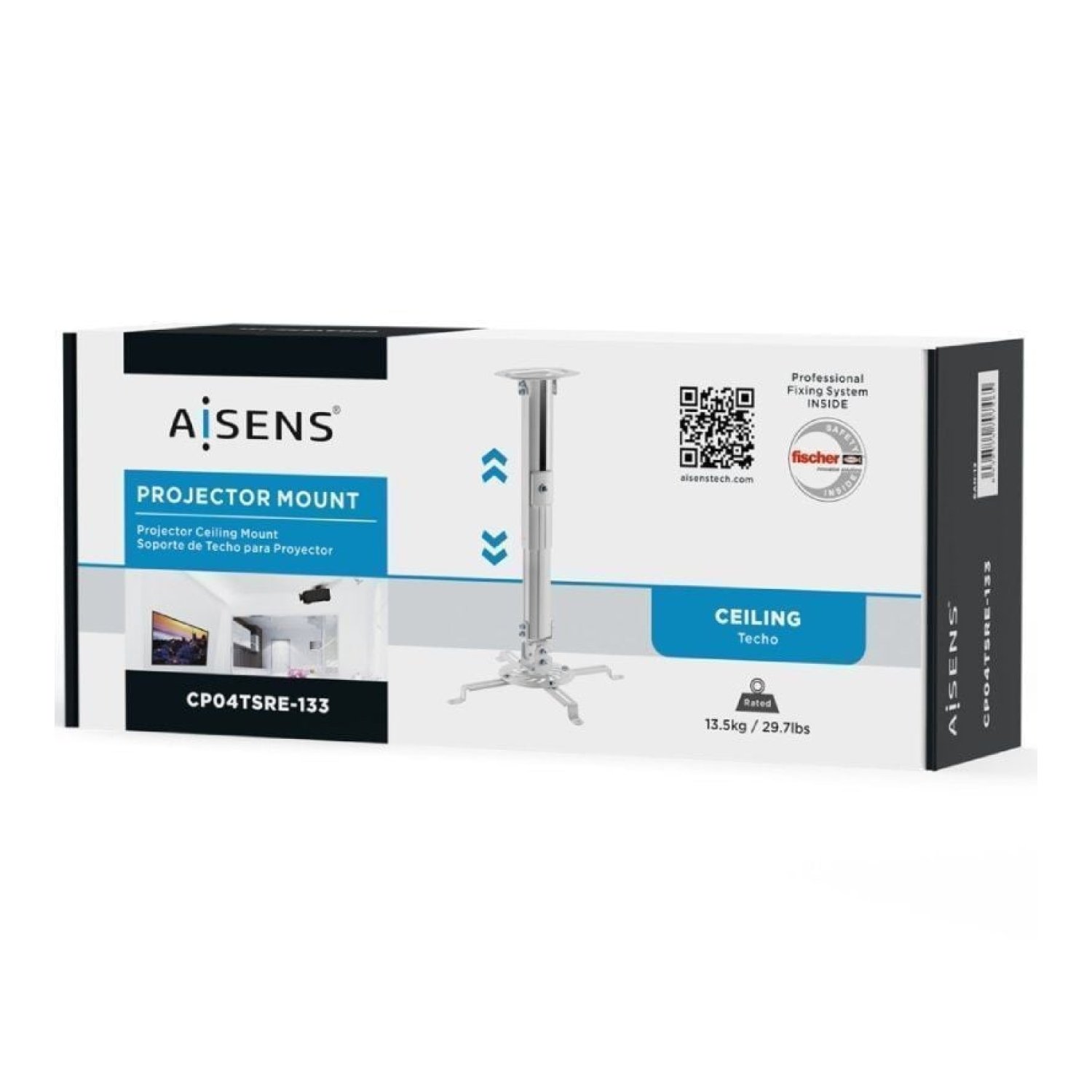 Aisens · Soporte Techo Proyector · Inclinable y Giratorio · Hasta 13,5kg