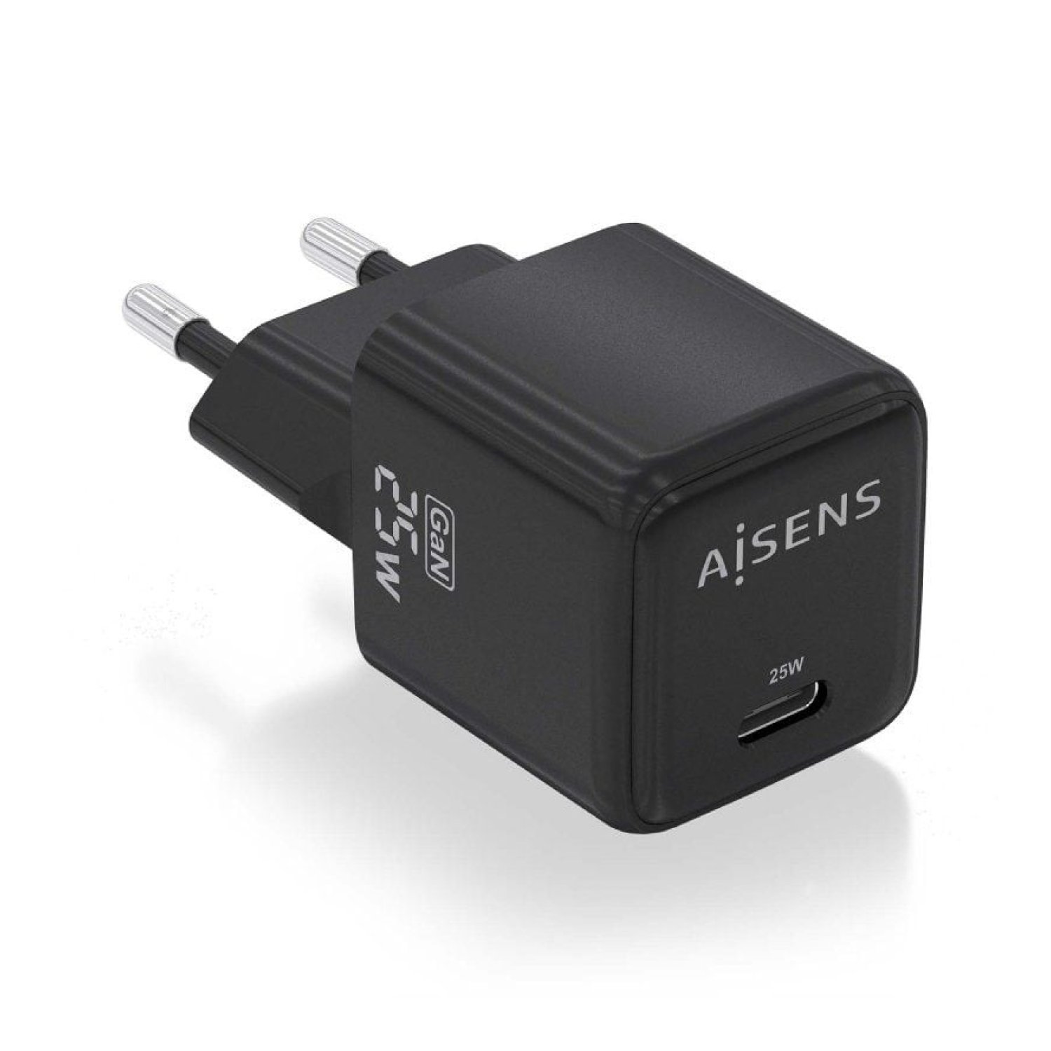 Cargador de Pared GaN Aisens ASCH-25W1P013-BK/ 1xUSB Tipo-C/ 25W