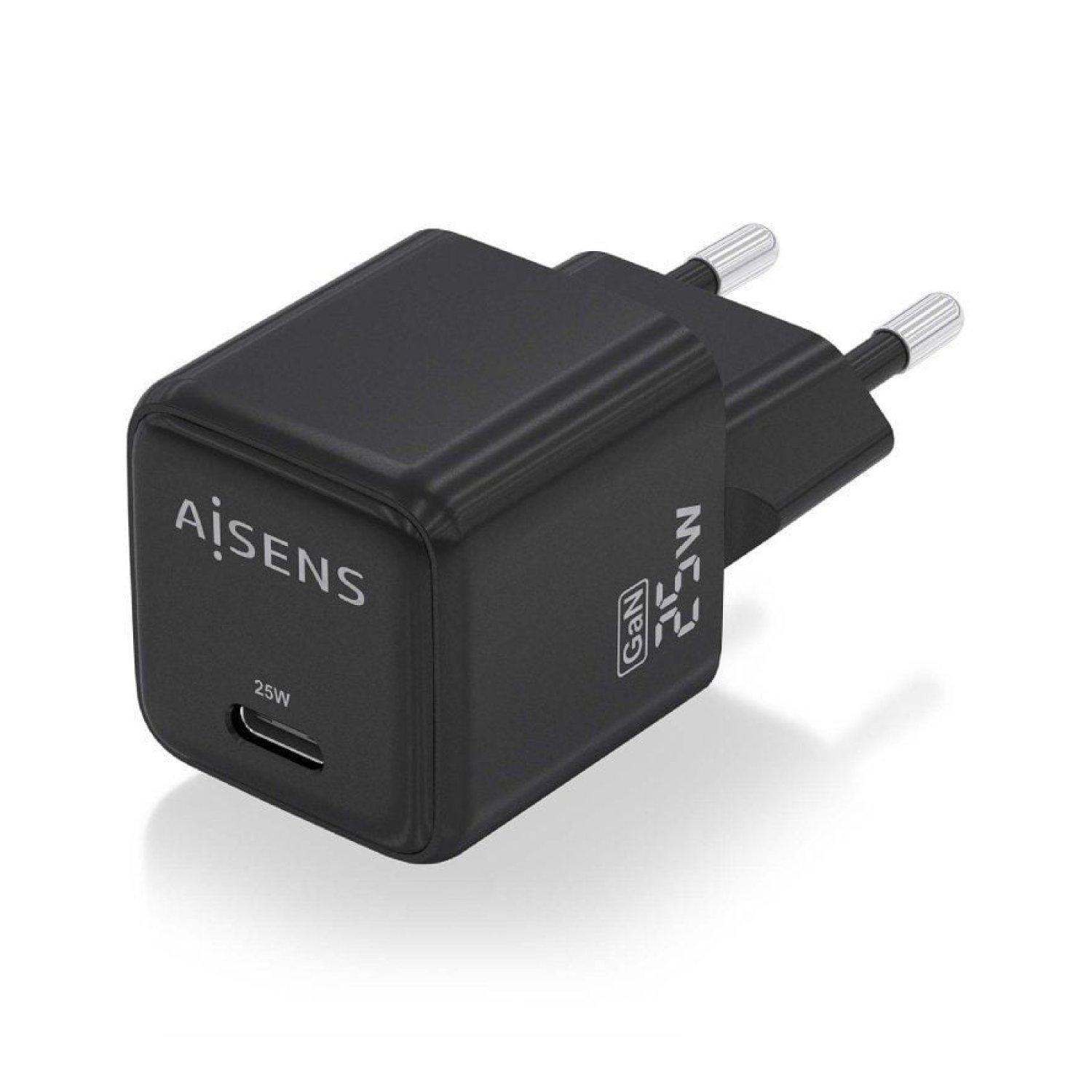 Cargador de Pared GaN Aisens ASCH-25W1P013-BK/ 1xUSB Tipo-C/ 25W