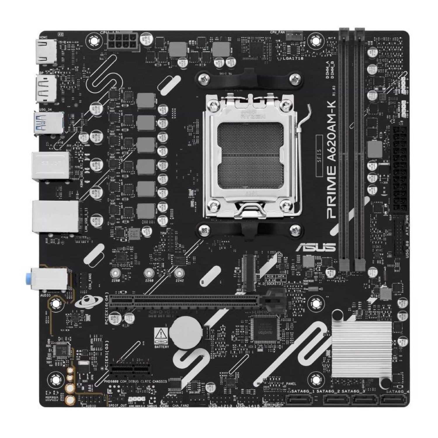 Asus A620M-K · Socket AM5 · Micro ATX · DDR5 · PCIe 4.0
