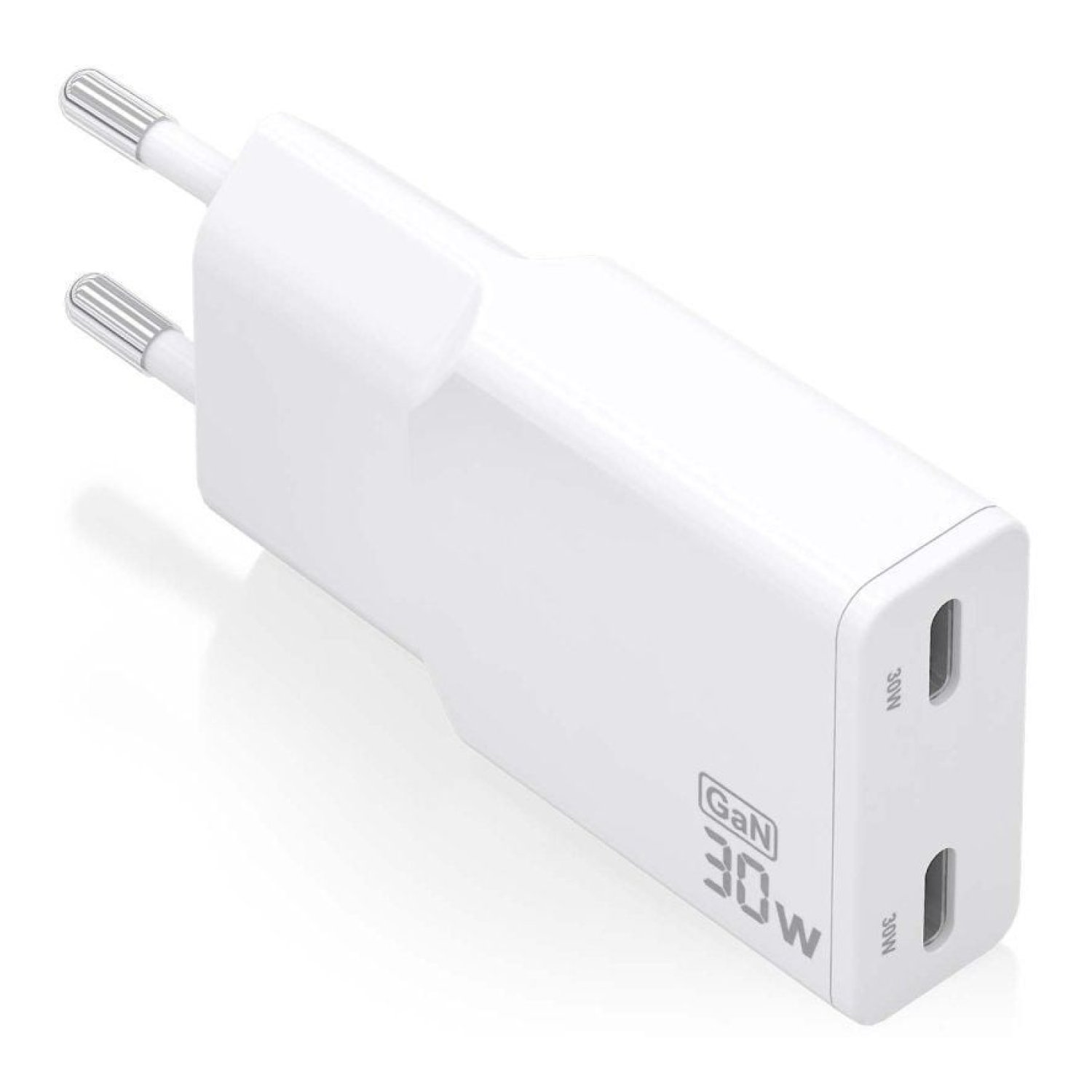 Aisens Cargador GaN · 2xUSB-C · 30W · Blanco