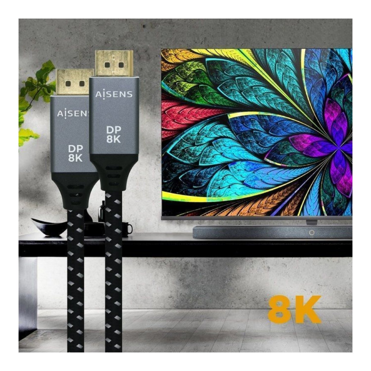 Aisens Cable DisplayPort 1.4 · 8K · 1m · DisplayPort Macho-Macho · Negro