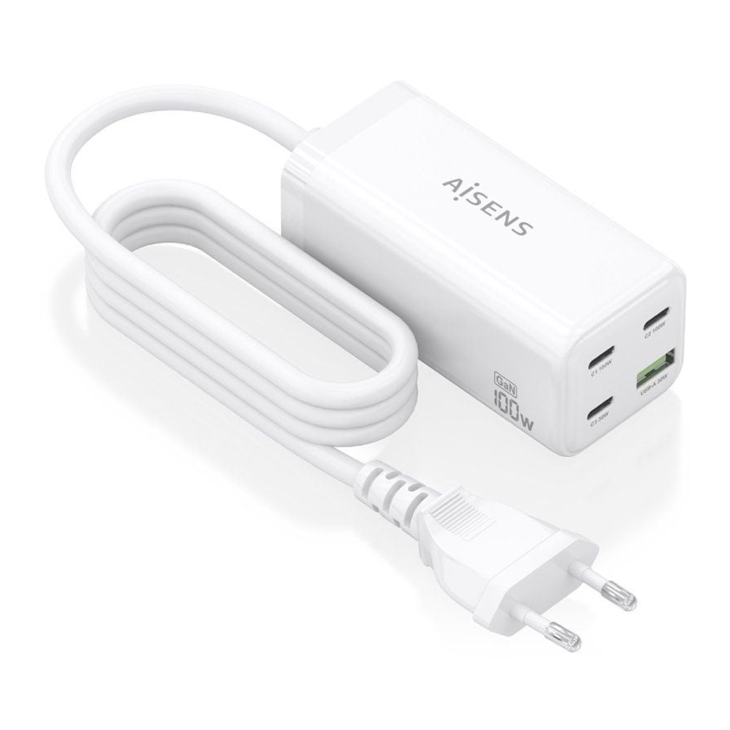 Aisens Cargador GaN Sobremesa · 100W · 3xUSB-C · 1xUSB · Carga Rápida