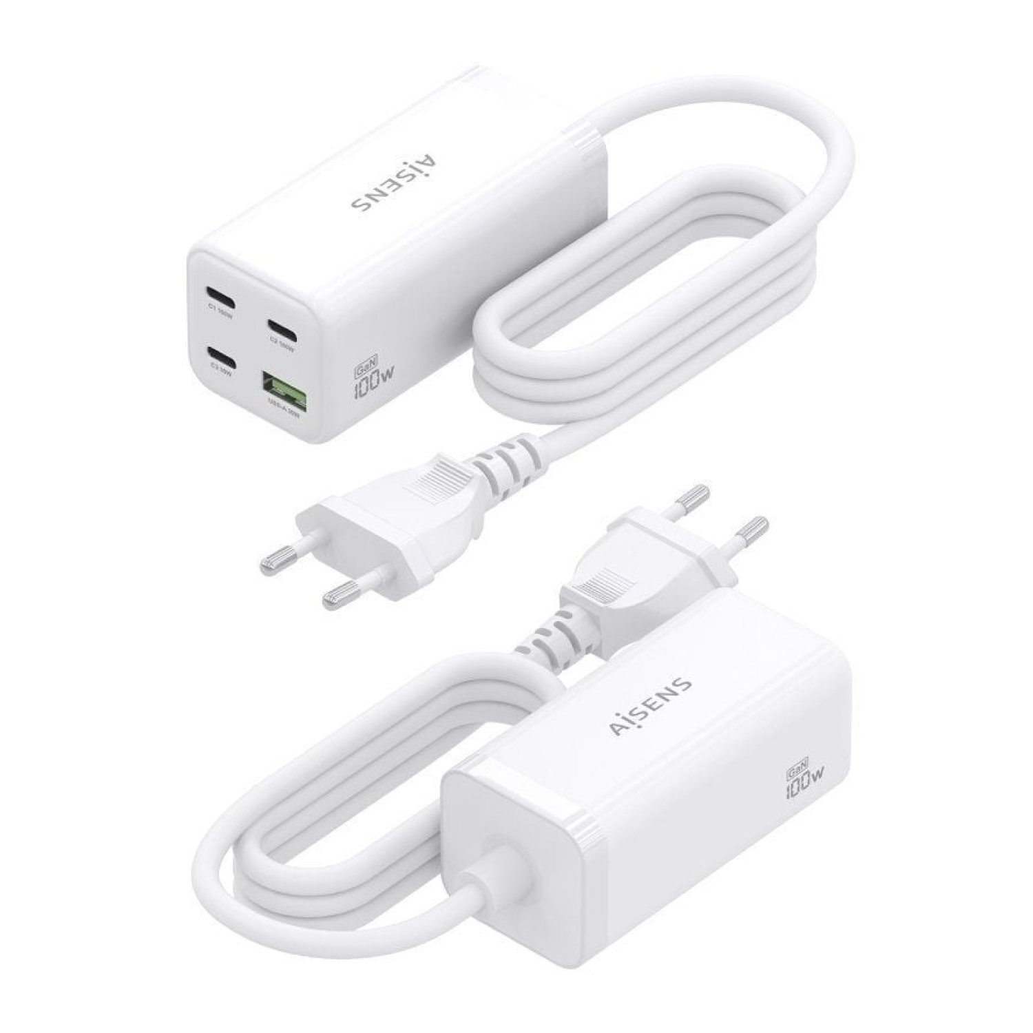 Aisens Cargador GaN Sobremesa · 100W · 3xUSB-C · 1xUSB · Carga Rápida