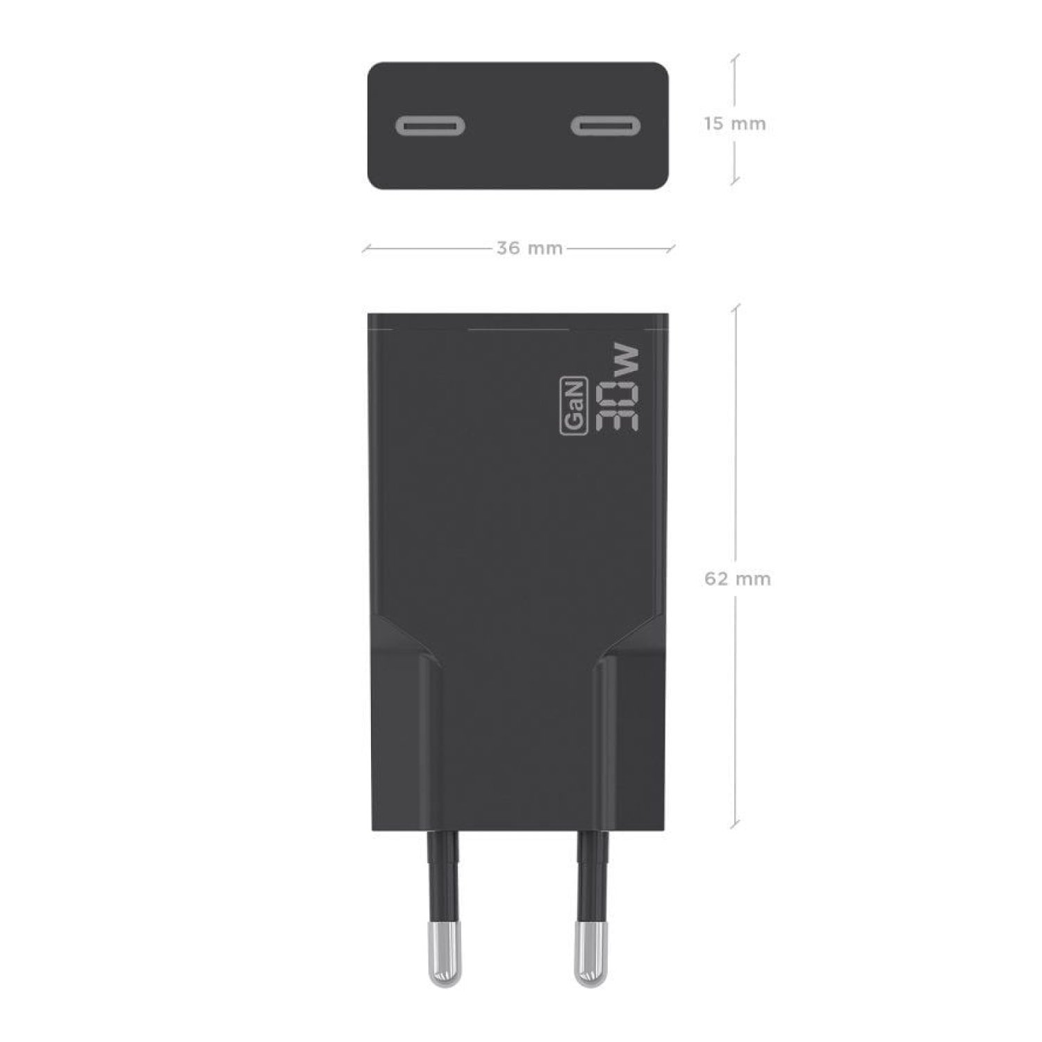 Aisens Cargador GaN · 2x USB-C · 30W · Negro