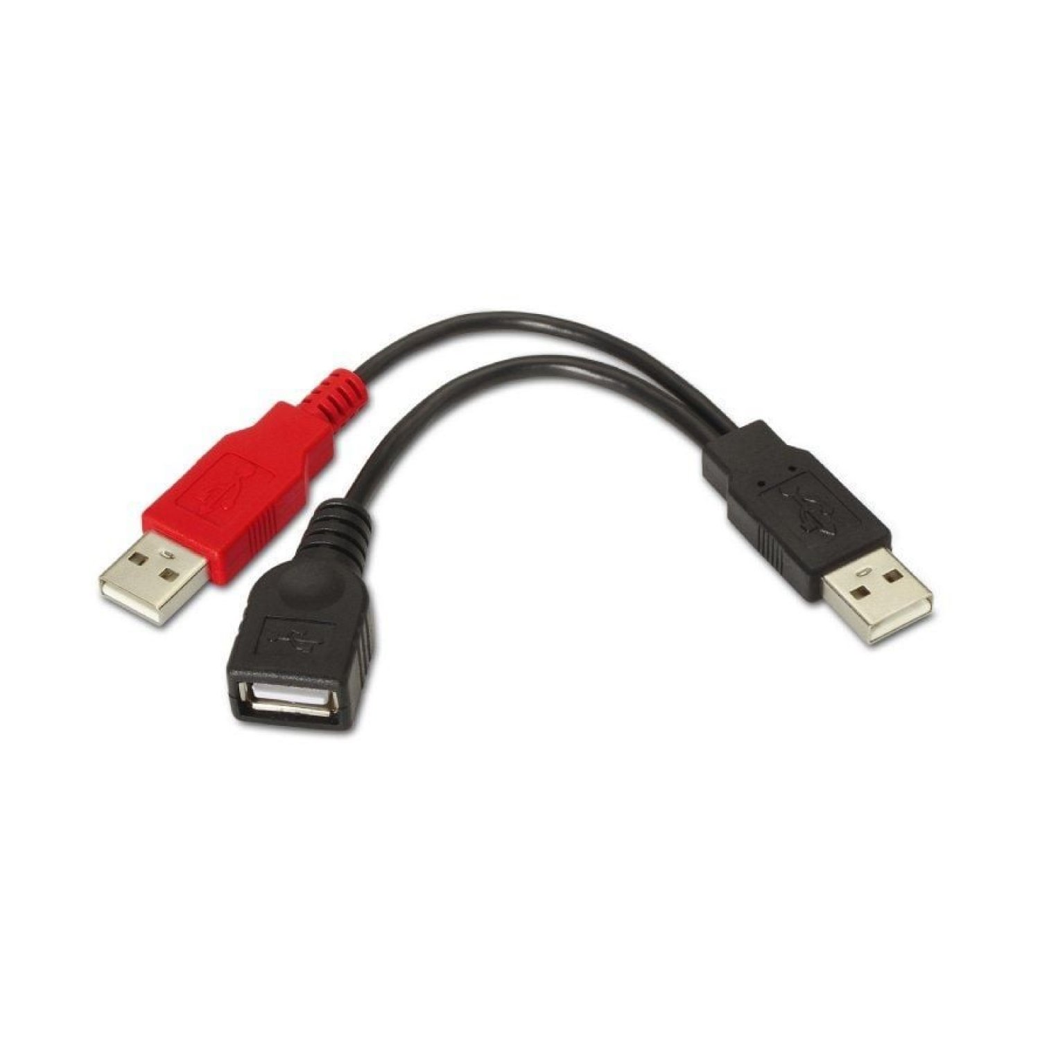 Aisens · Cable USB 2.0 · USB Hembra + Macho · 60Mbps · 15cm · Negro/Rojo