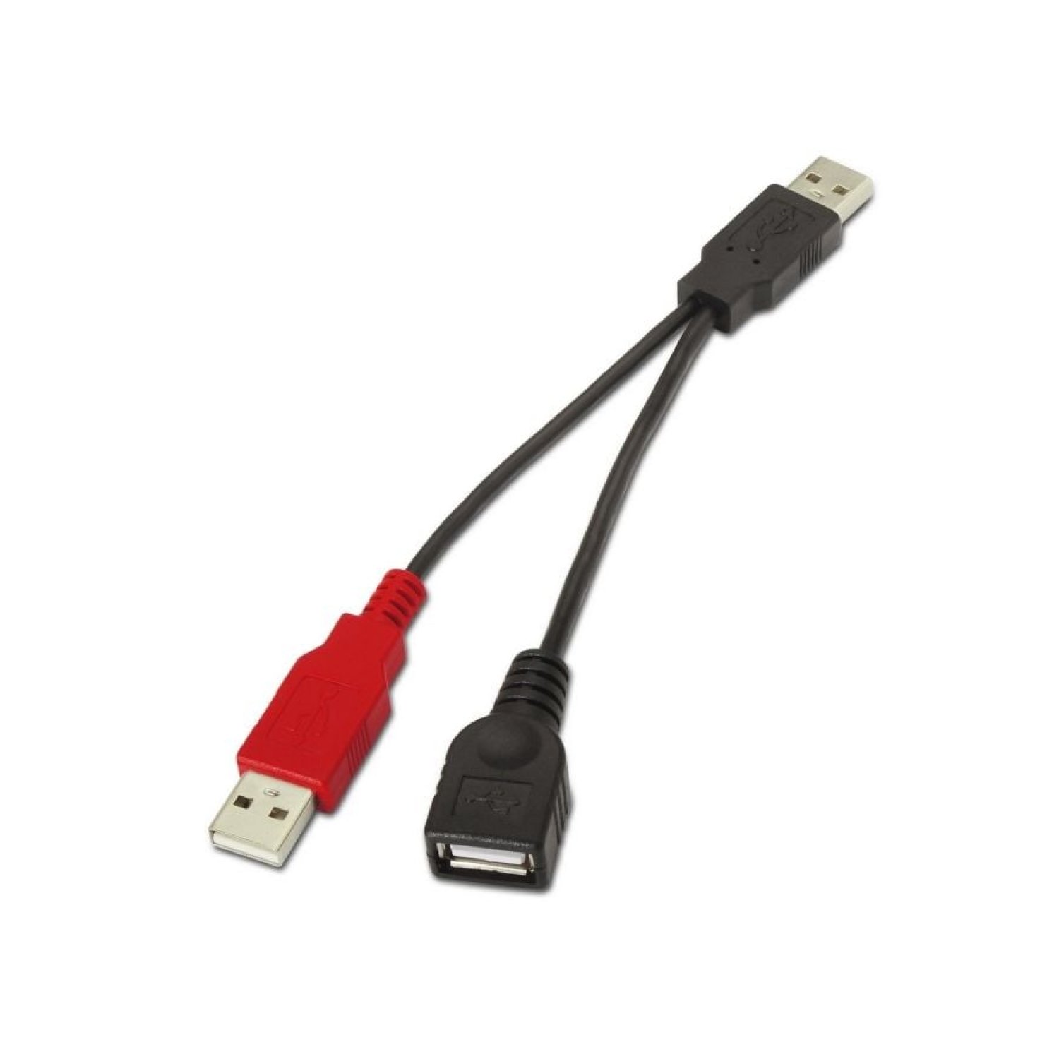 Aisens · Cable USB 2.0 · USB Hembra + Macho · 60Mbps · 15cm · Negro/Rojo