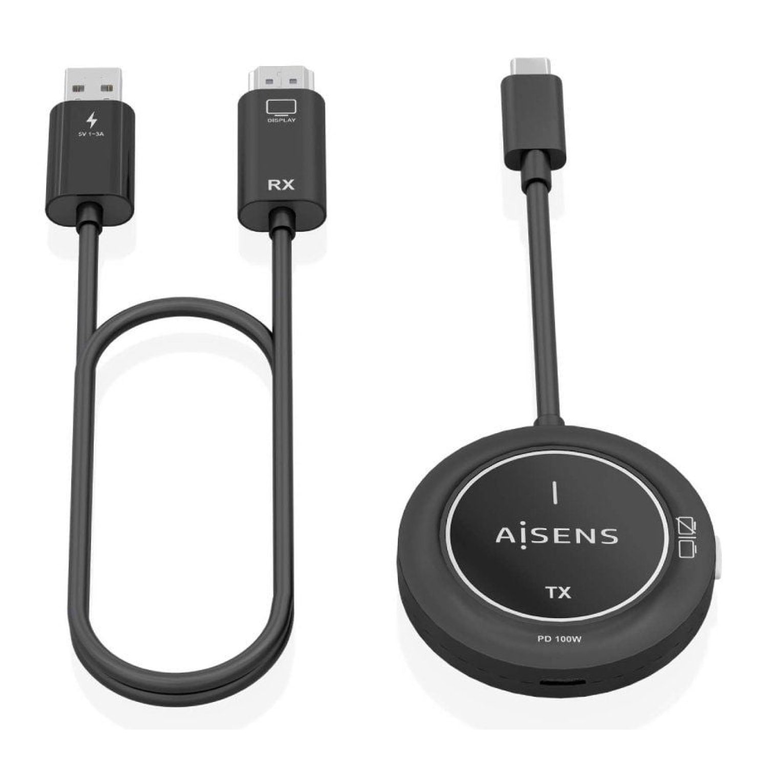 Aisens · Adaptador Vídeo Inalámbrico USB-C a HDMI · 100W · Transmisión Inalámbrica