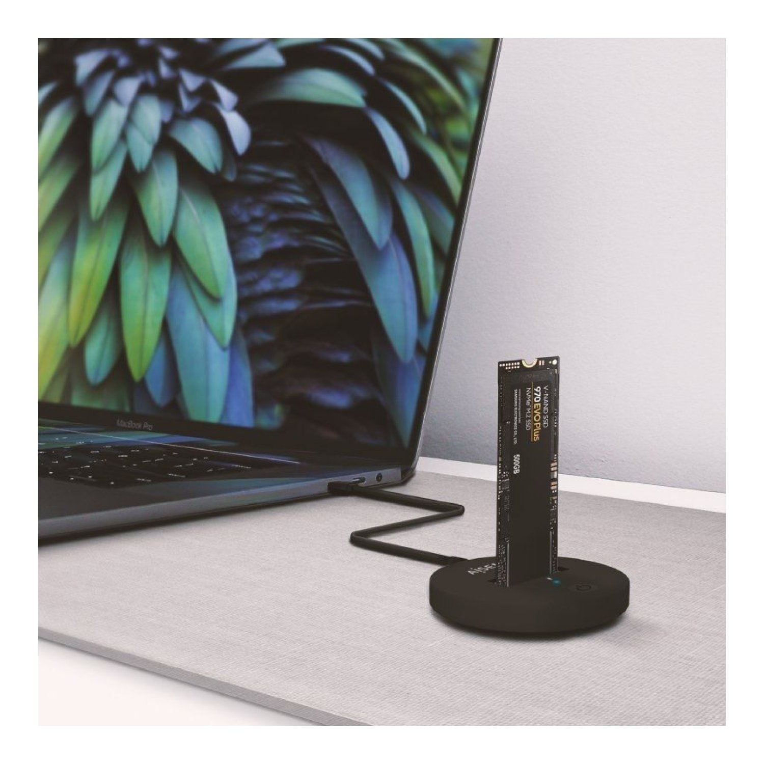 Aisens Dock USB Tipo-C · SSD M.2 SATA/NVMe · Negro