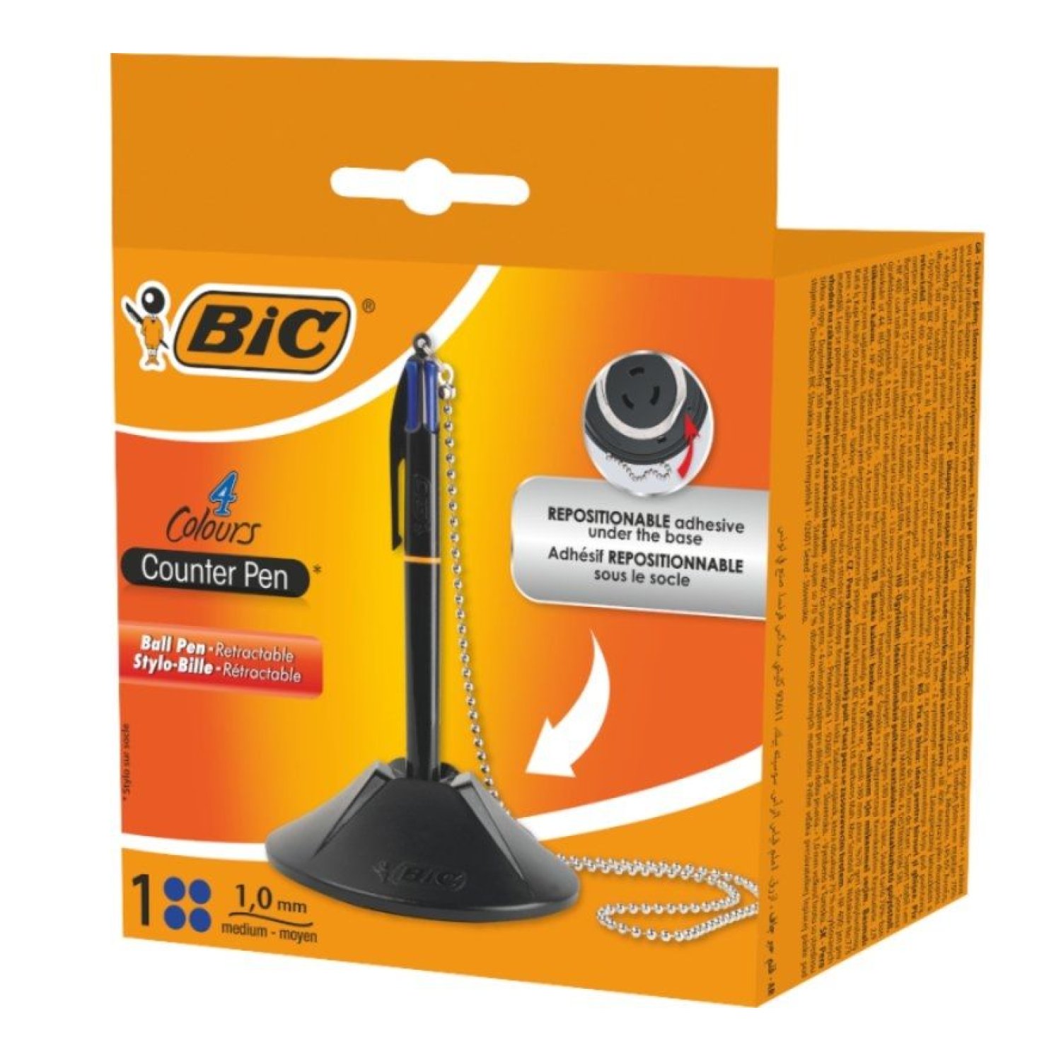 BIC · Bolígrafo Tinta Aceite Retráctil · Azul · Con Base y Cadena
