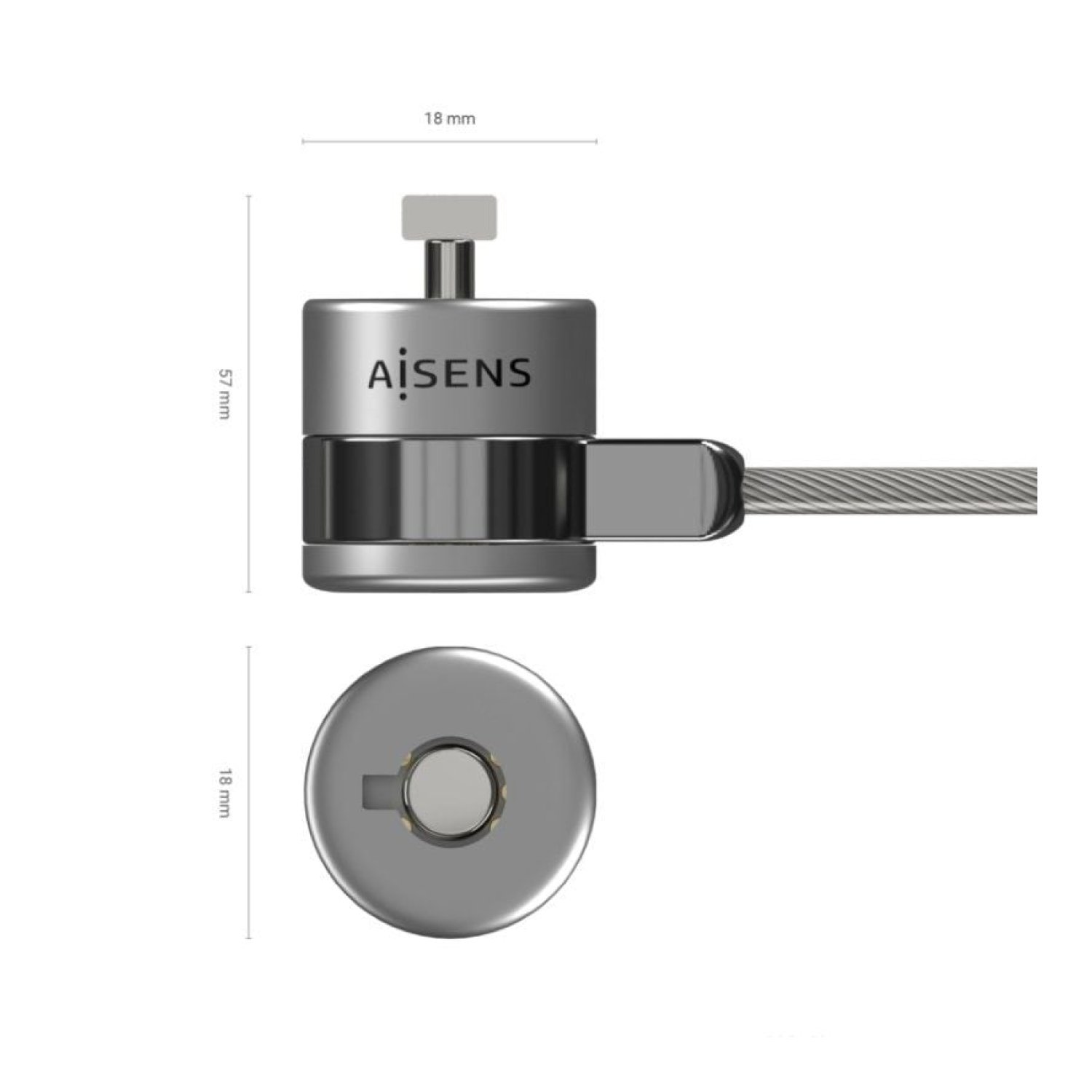 Aisens Cable de Seguridad Portátil · 1,5m · Candado de Acero