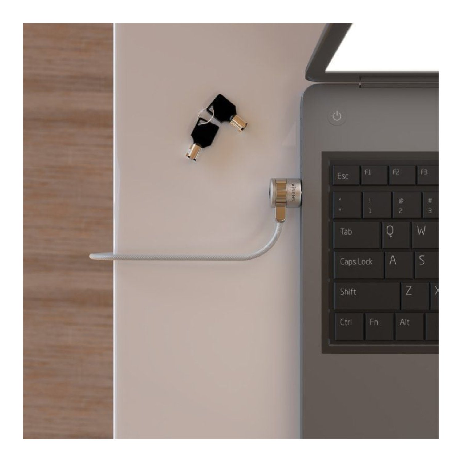 Aisens Cable de Seguridad Portátil · 1,5m · Candado de Acero