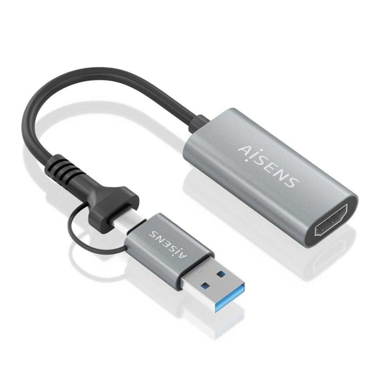 Aisens Conversor HDMI · USB-C 3.1 a HDMI · 15cm · Gris