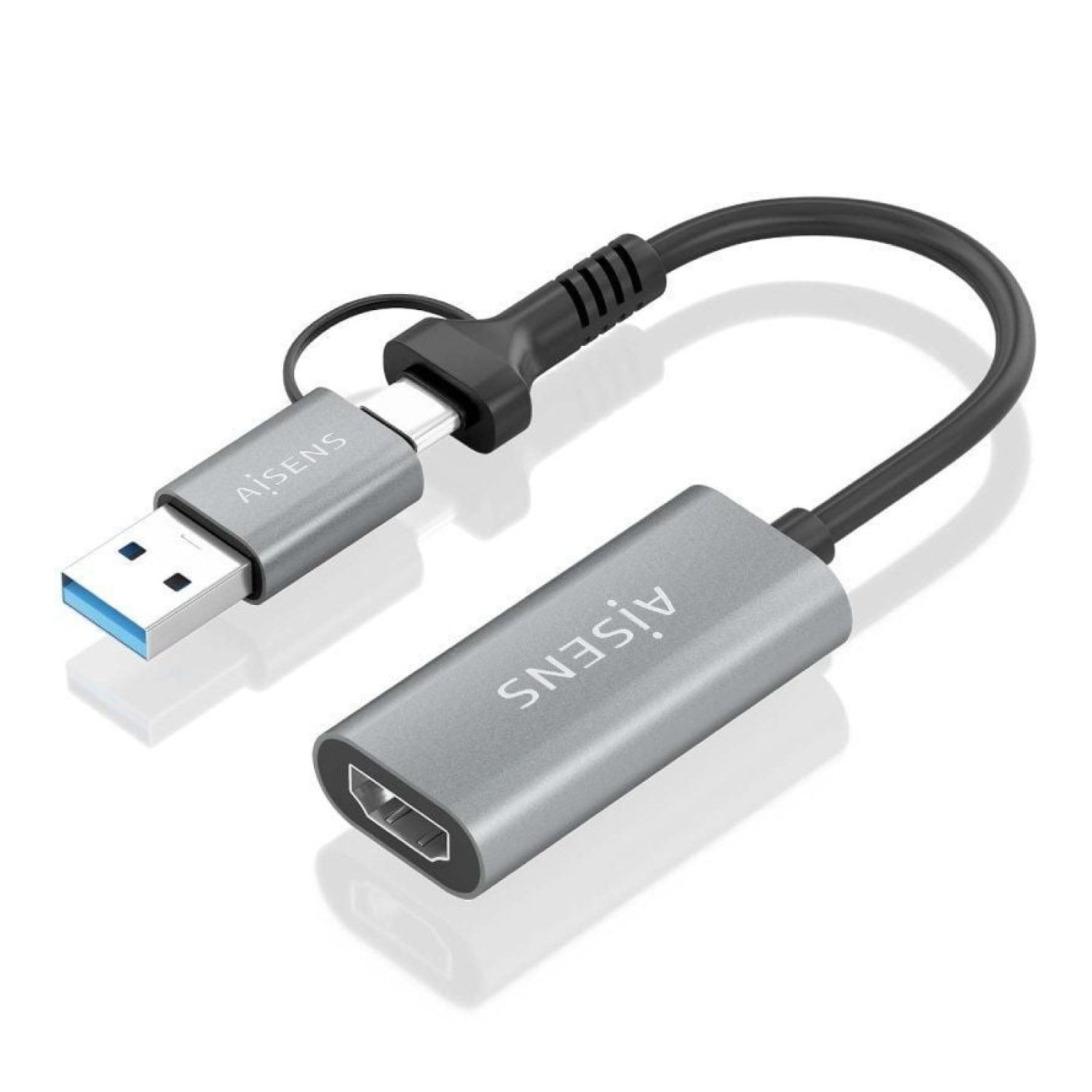 Aisens Conversor HDMI · USB-C 3.1 a HDMI · 15cm · Gris