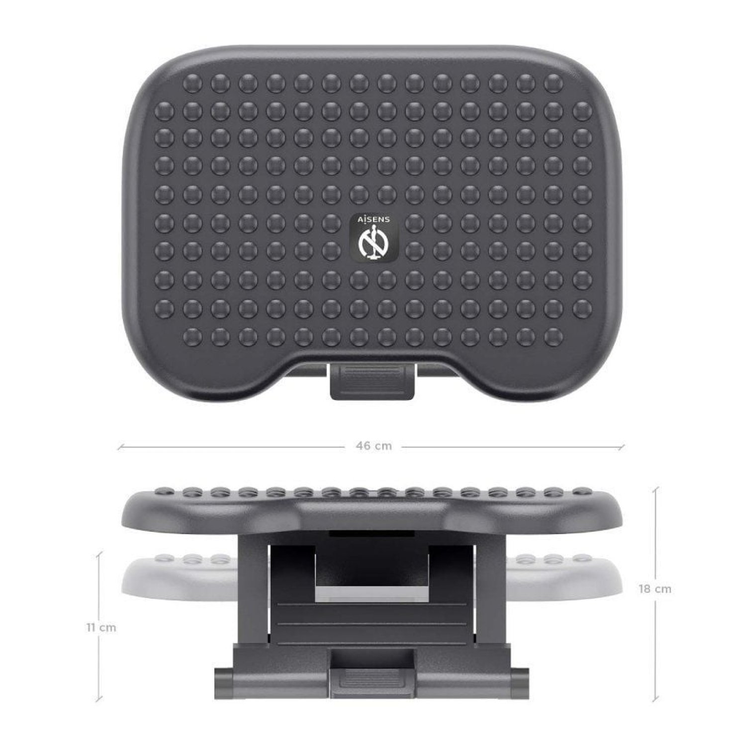 Aisens Reposapiés Ergonómico · Inclinable y Ajustable · 46 x 18 cm