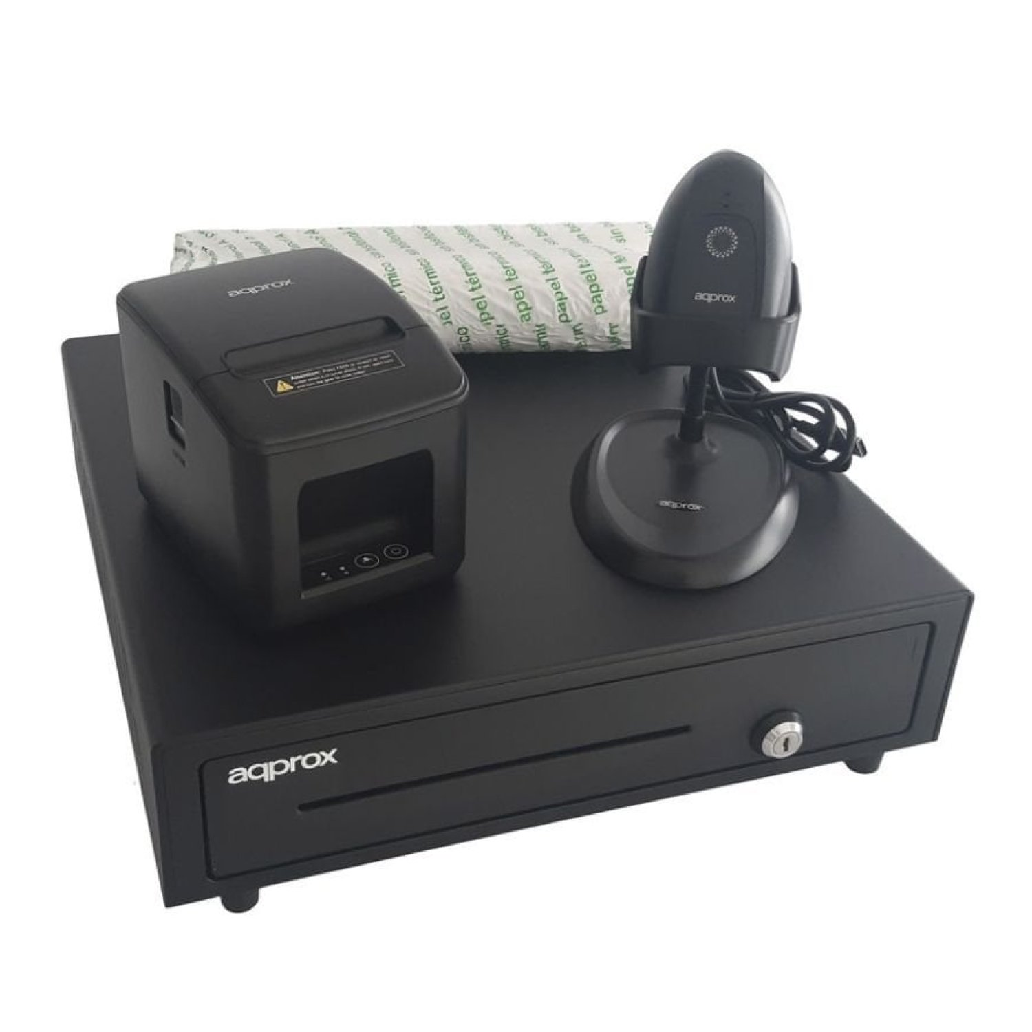 Approx appPOSPACK4180LAN · Pack TPV Completo · Cajón + Impresora Térmica + Lector Códigos