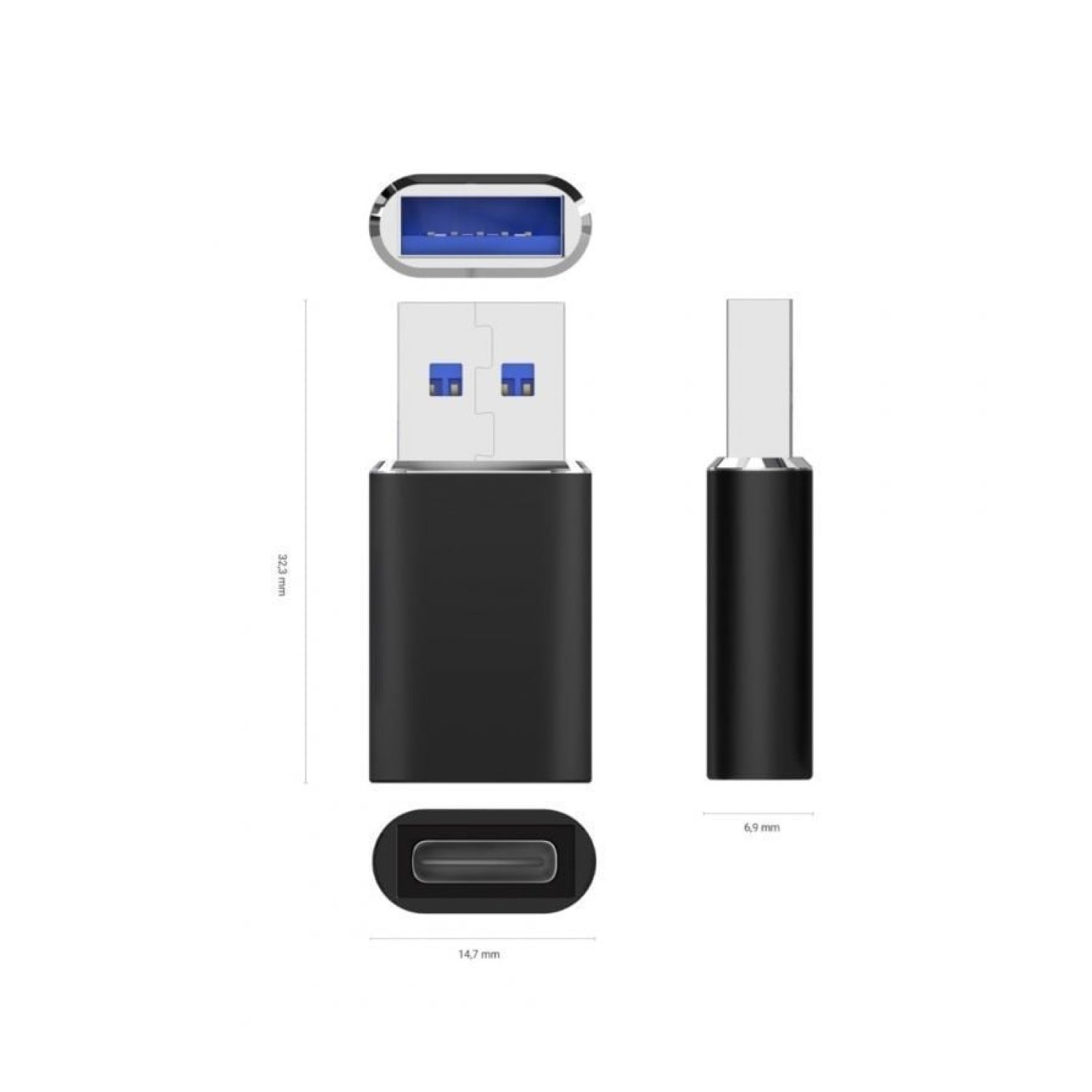 Aisens Adaptador USB 3.2 Gen2 · USB-C Hembra a USB-A Macho