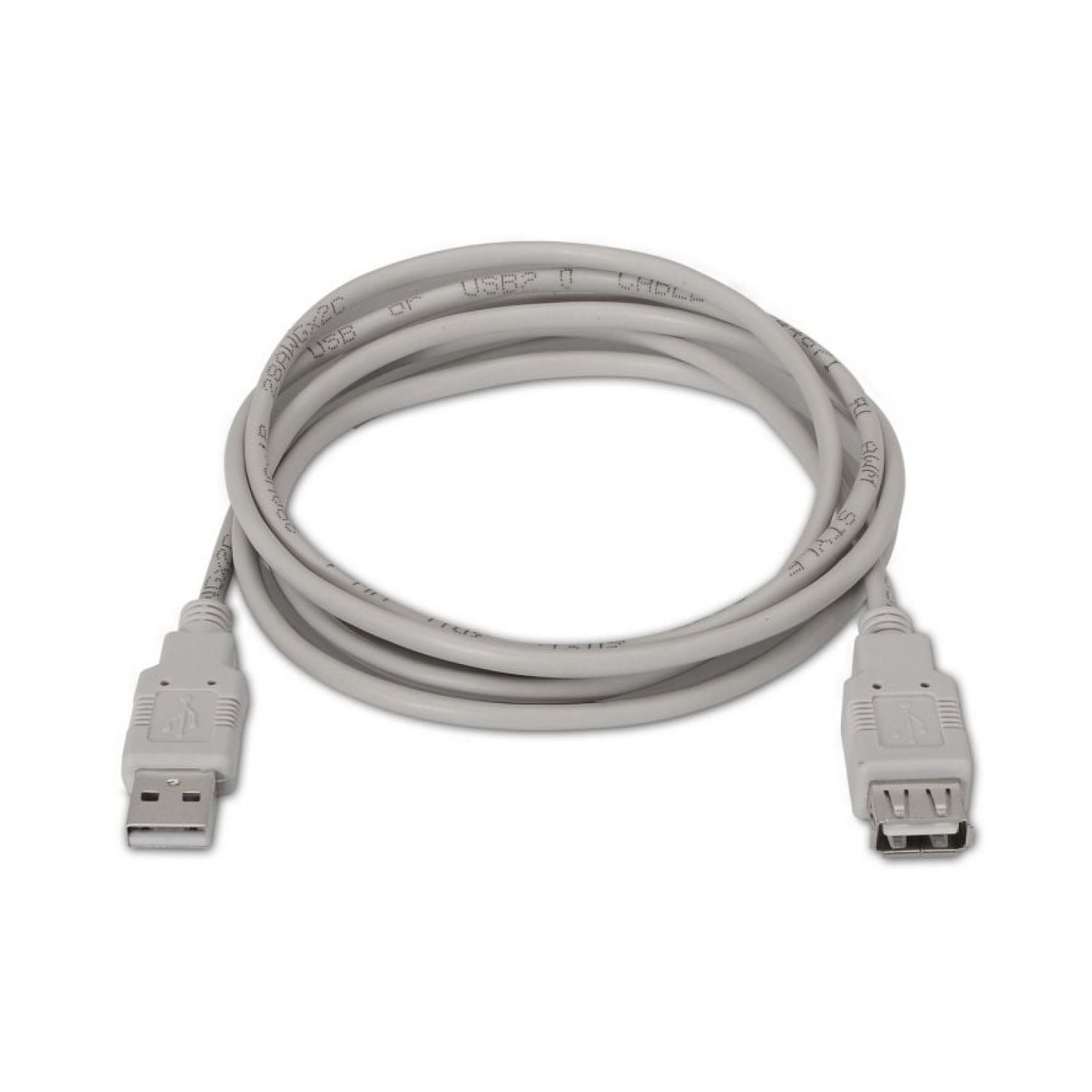 Aisens Cable Alargador USB 2.0 · 1m · USB Macho-Hembra · 60Mbps · Beige