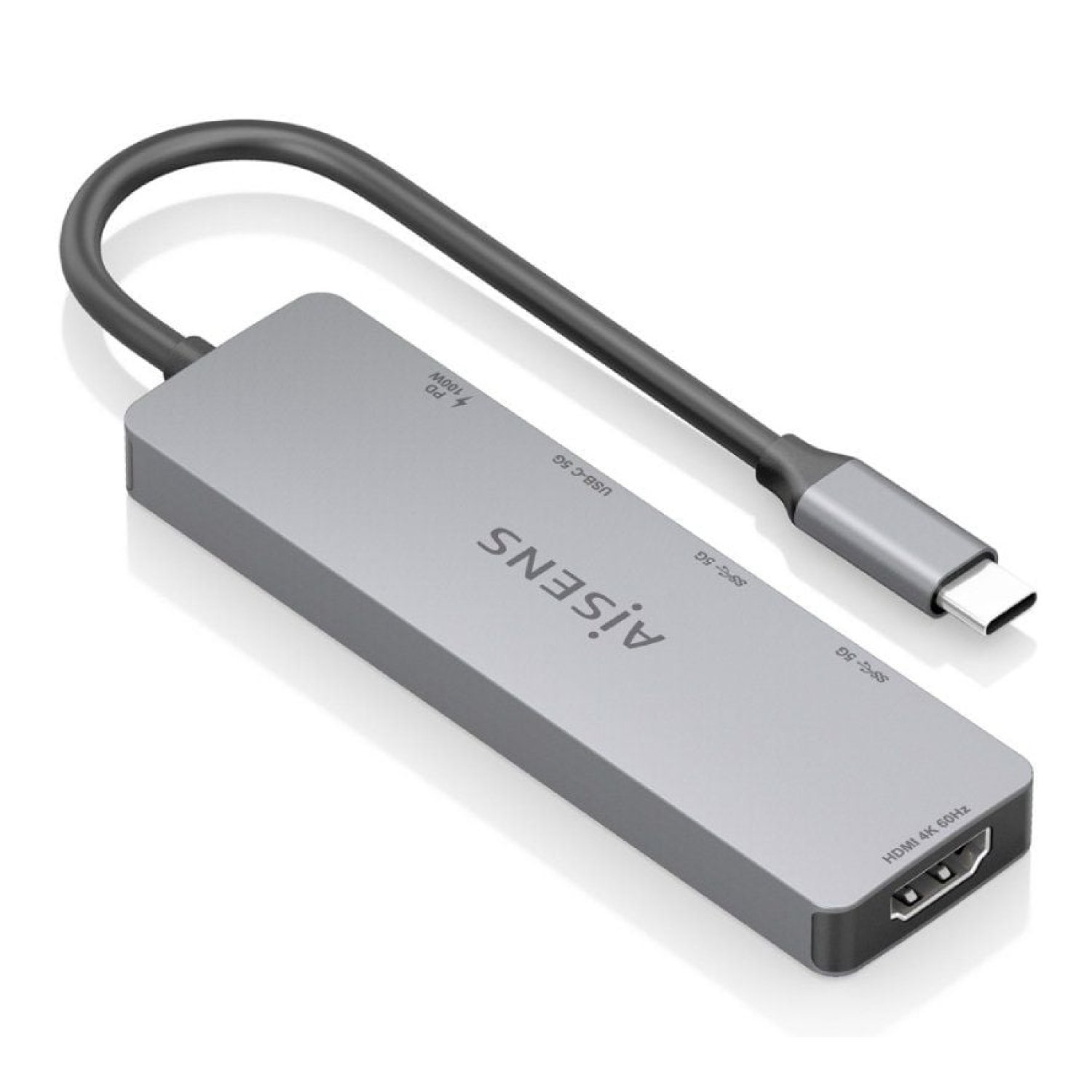 Aisens Docking USB Tipo-C · HDMI 4K · 2x USB · 2x USB-C · PD 100W · Gris