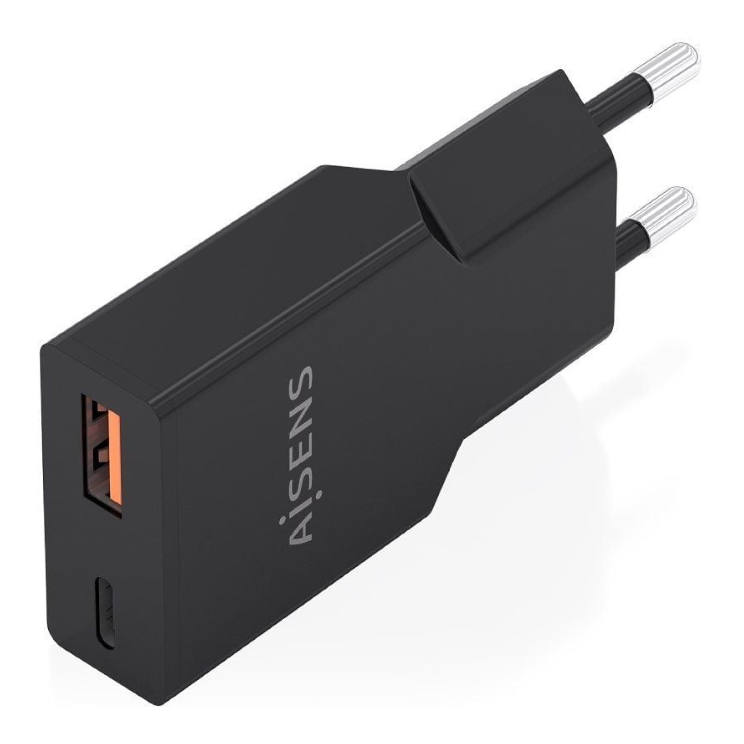 Aisens Cargador GaN Pared · 30W · USB-C + USB · Negro