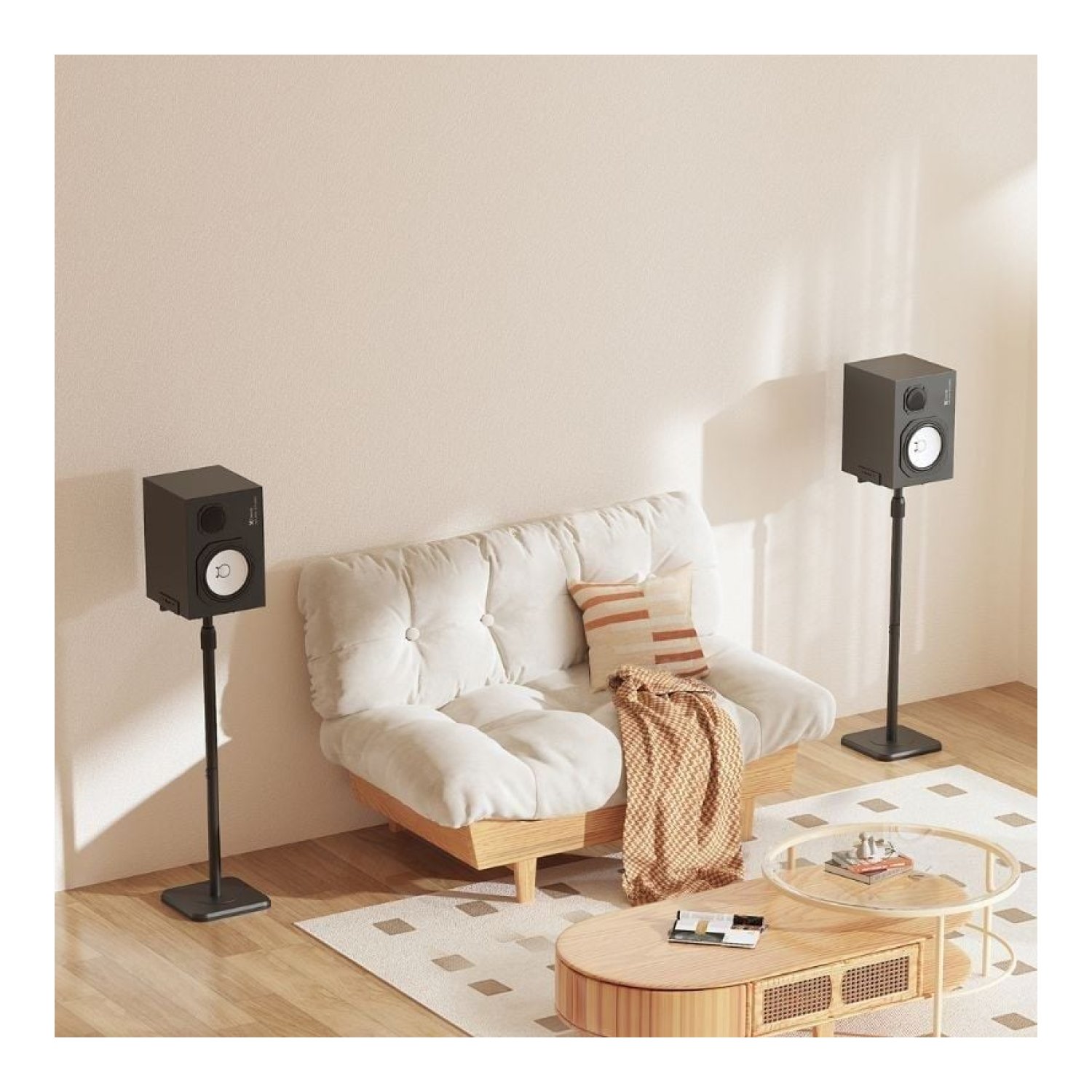 Aisens SPK09U-429 · Soporte de Suelo Inclinable y Giratorio · Altavoces hasta 5kg