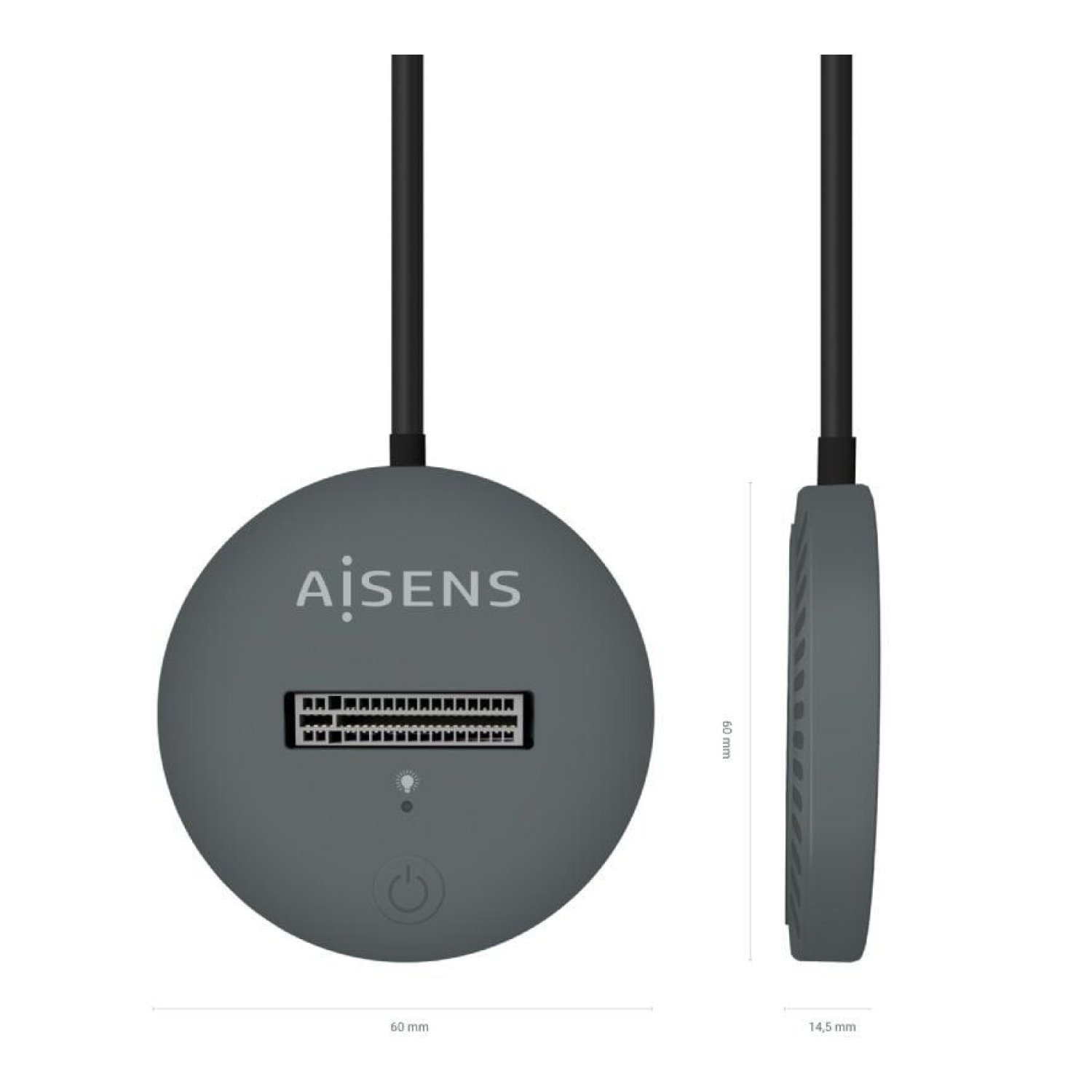 Aisens · Dock USB-C para SSD M.2 · SATA/NVMe · Gris