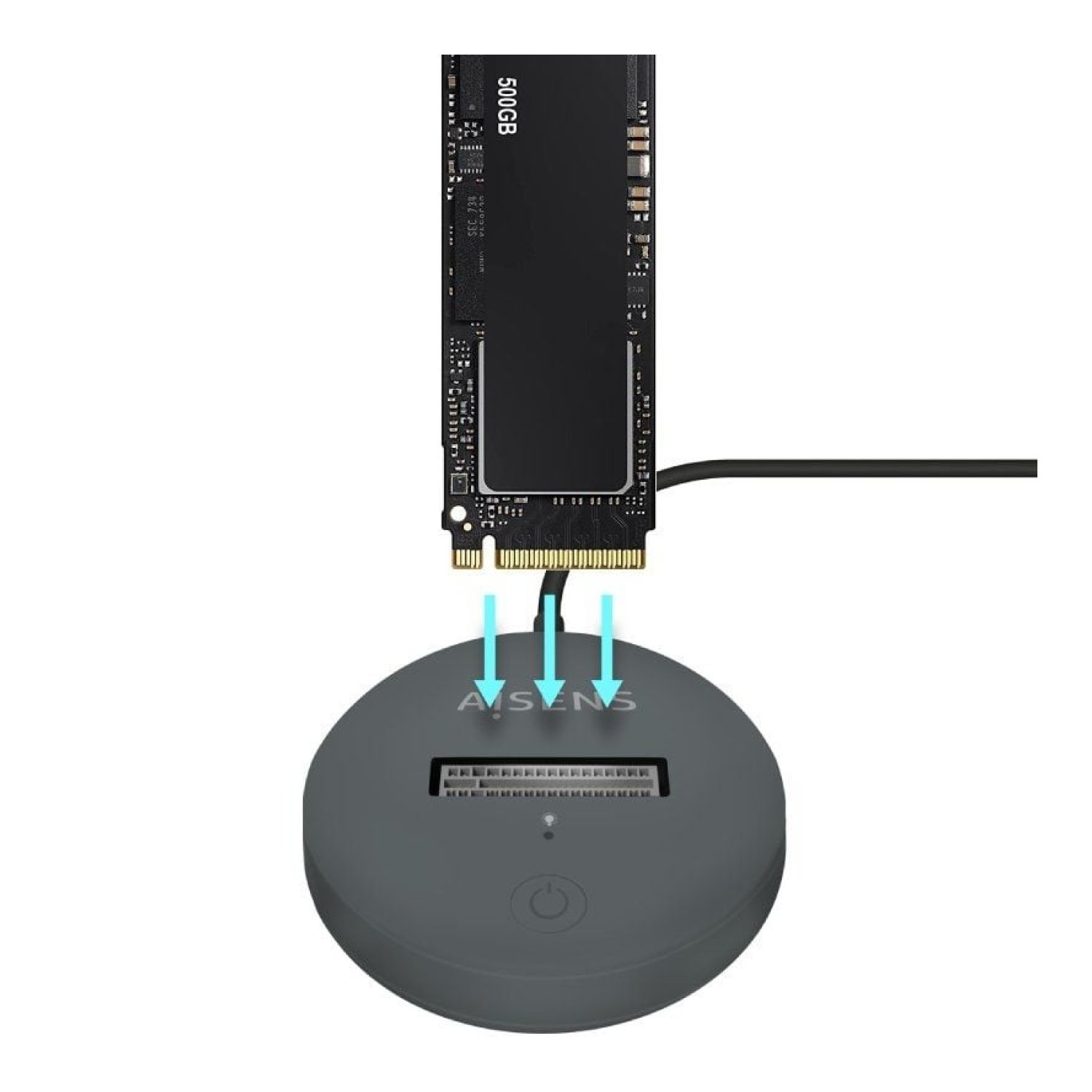 Aisens · Dock USB-C para SSD M.2 · SATA/NVMe · Gris
