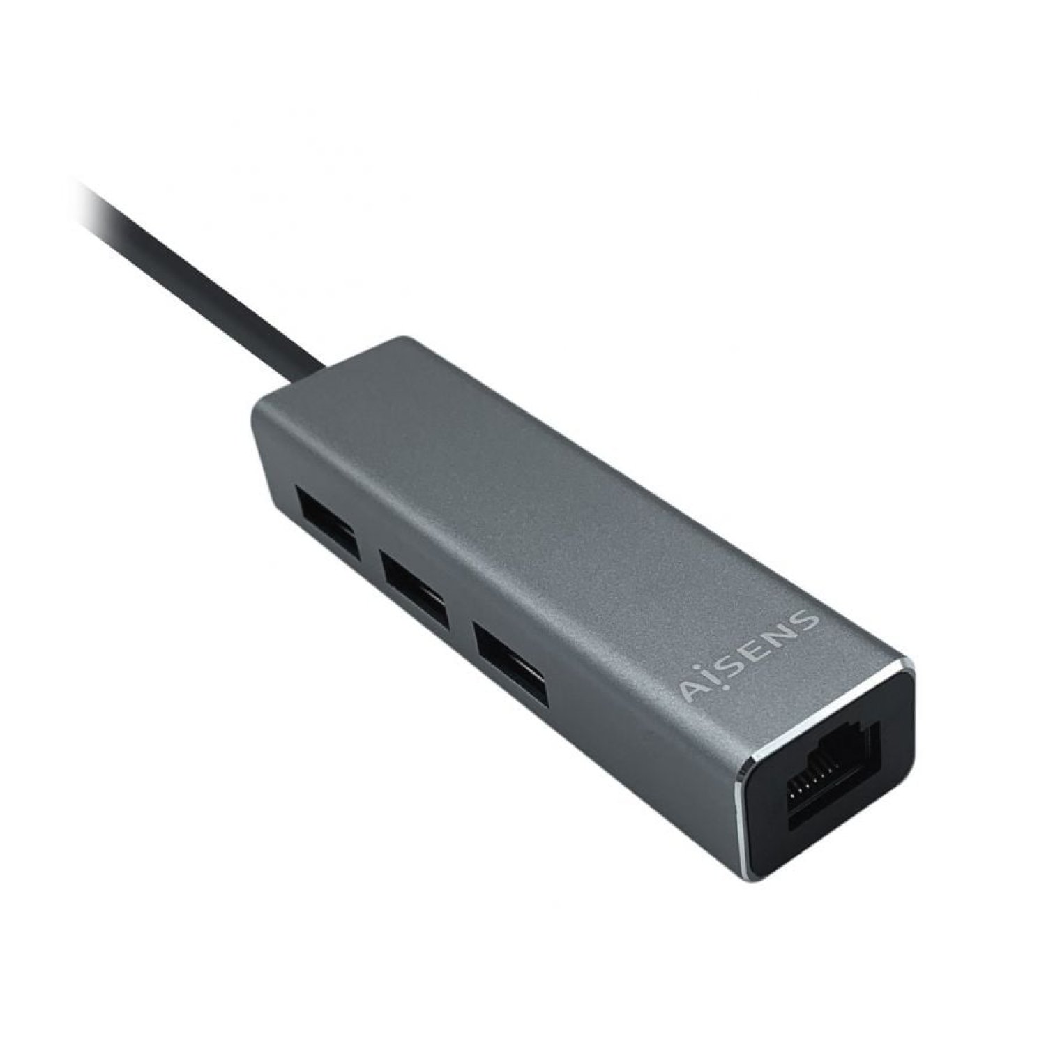 Aisens Hub USB 3.0 · 3 Puertos USB · 1 Ethernet RJ45 · Gris