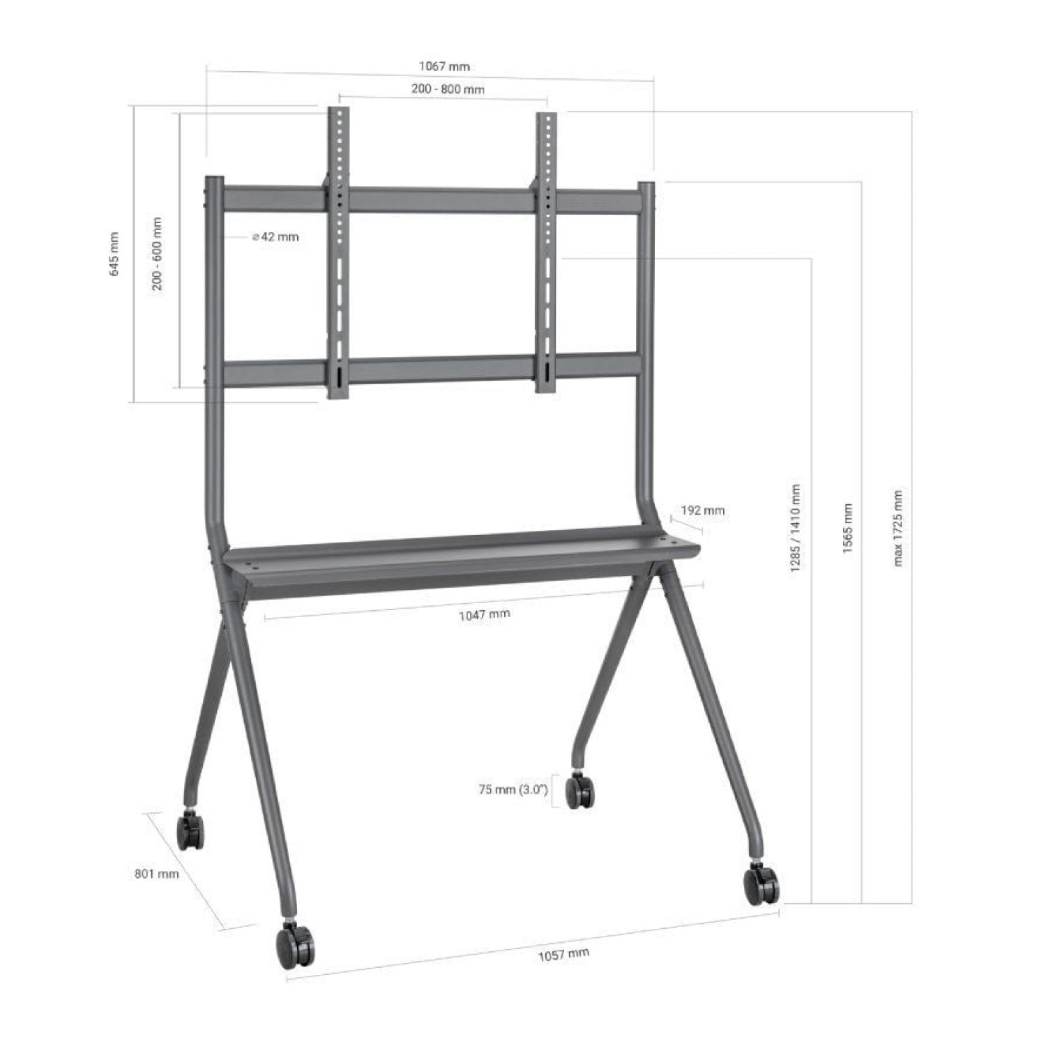 Aisens FT86FE-143 · Soporte de Suelo con Ruedas · 50"-86" · Hasta 120kg