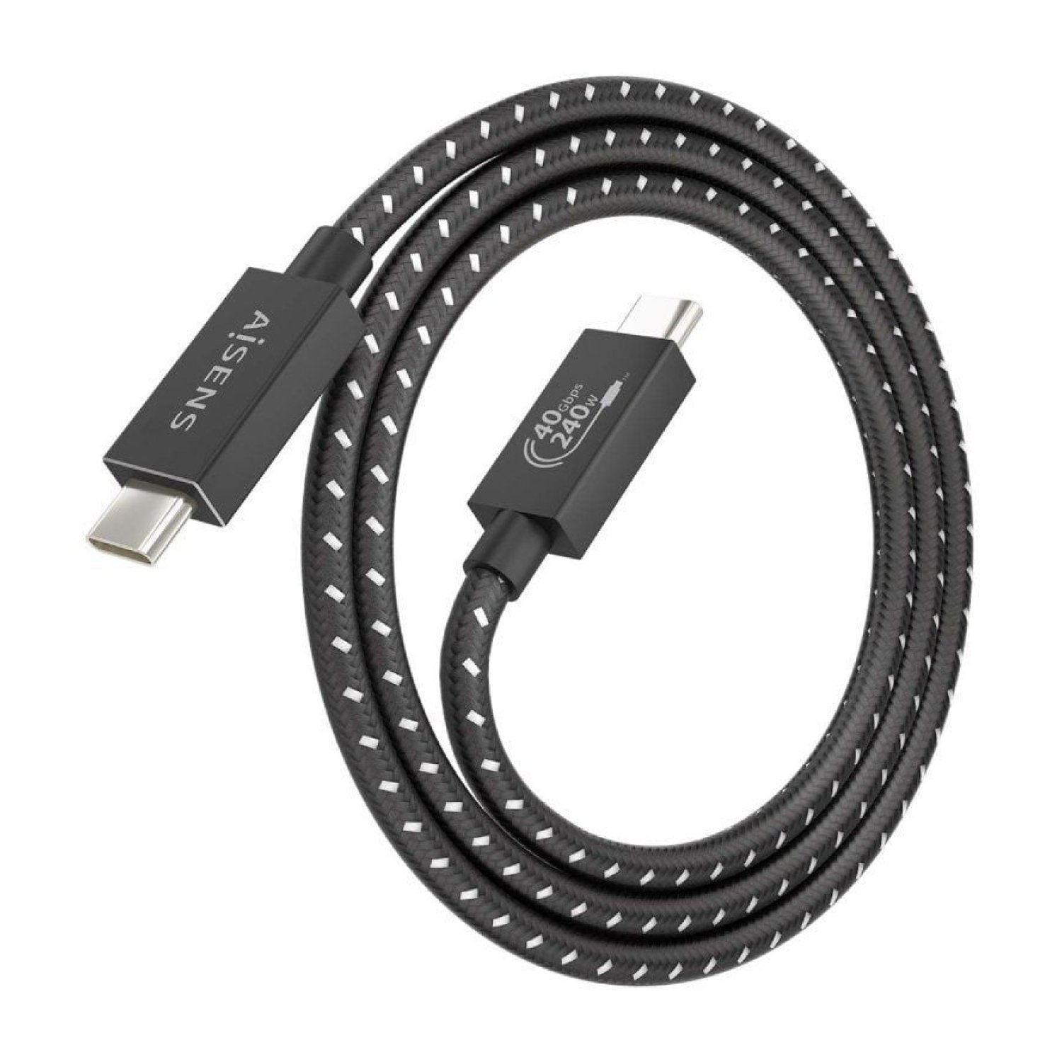 Aisens Cable USB 4.0 · Tipo-C a Tipo-C · 240W · 40Gbps · 1m · Gris