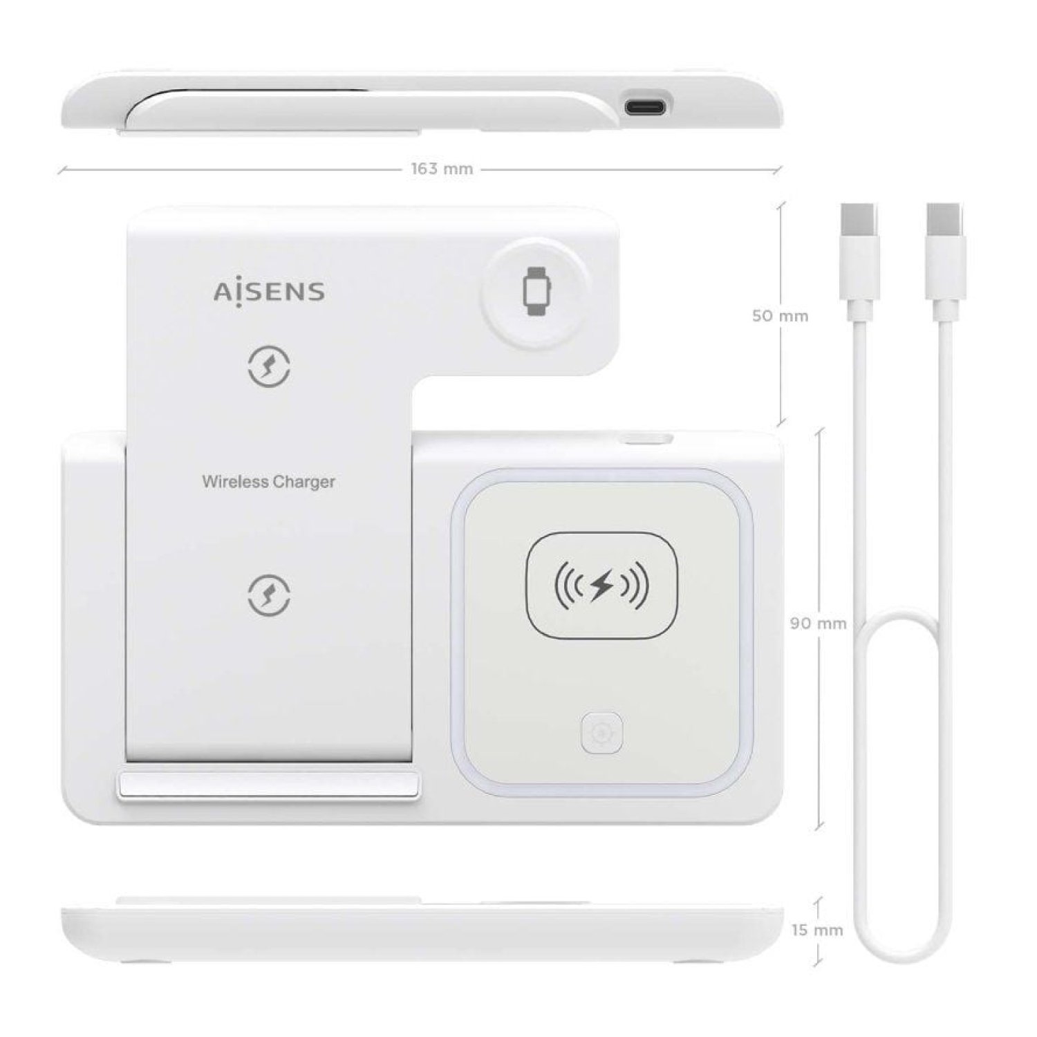Aisens Base Carga Inalámbrica · 15W · Blanca