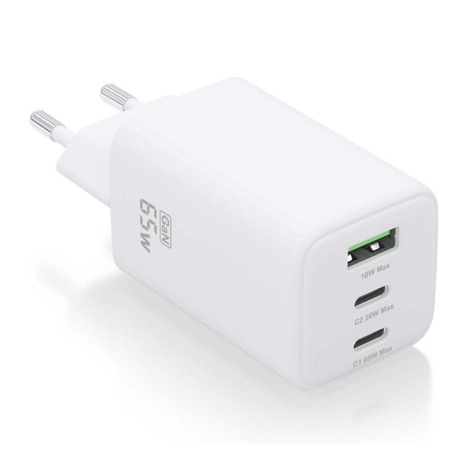 Aisens · Cargador de Pared GaN · 65W · 2x USB-C · 1x USB · Blanco