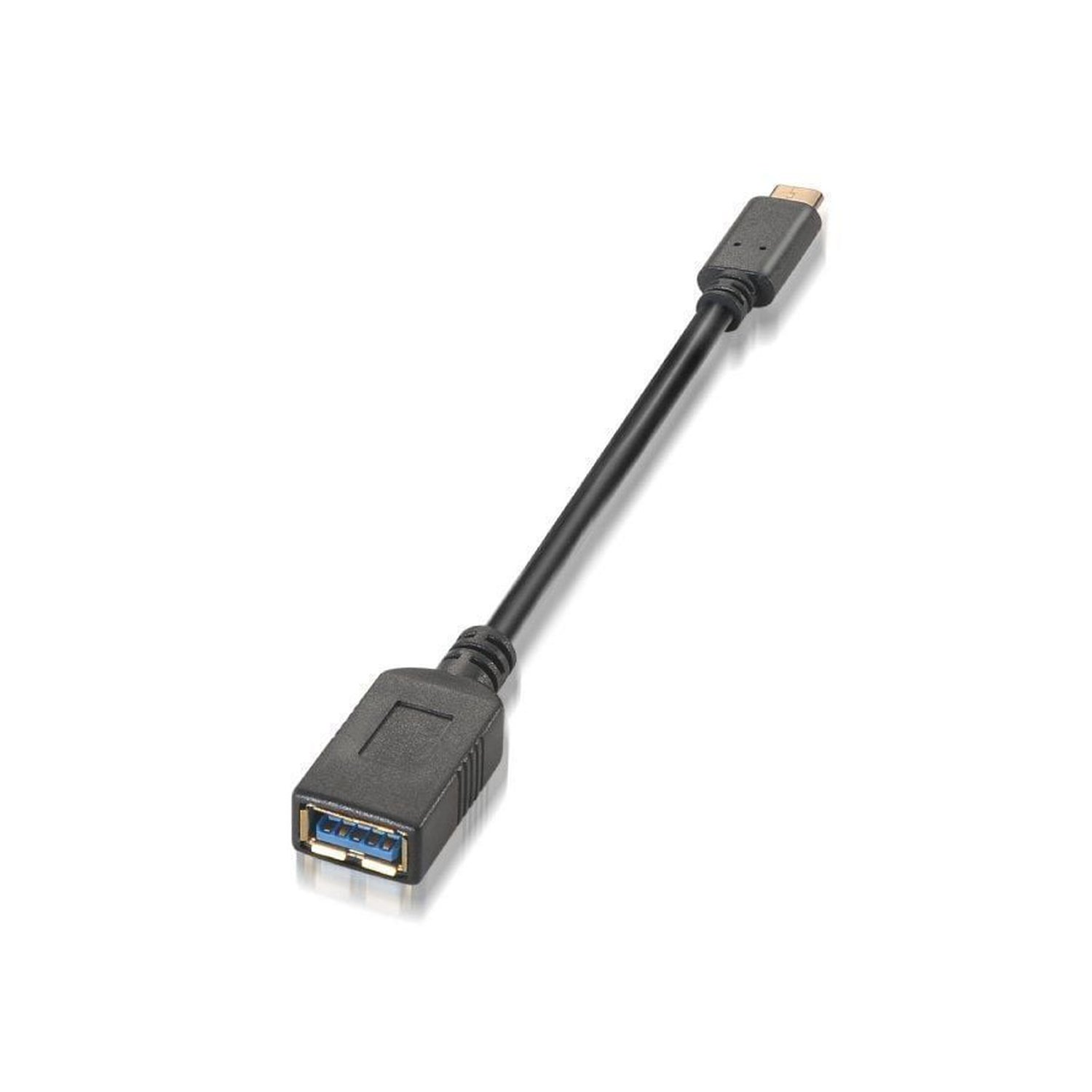 Cable USB 3.1 Tipo-C Aisens A107-0062/ USB Tipo-C Macho - USB Hembra/ Hasta 27W/ 625Mbps/ 15cm/ Negro
